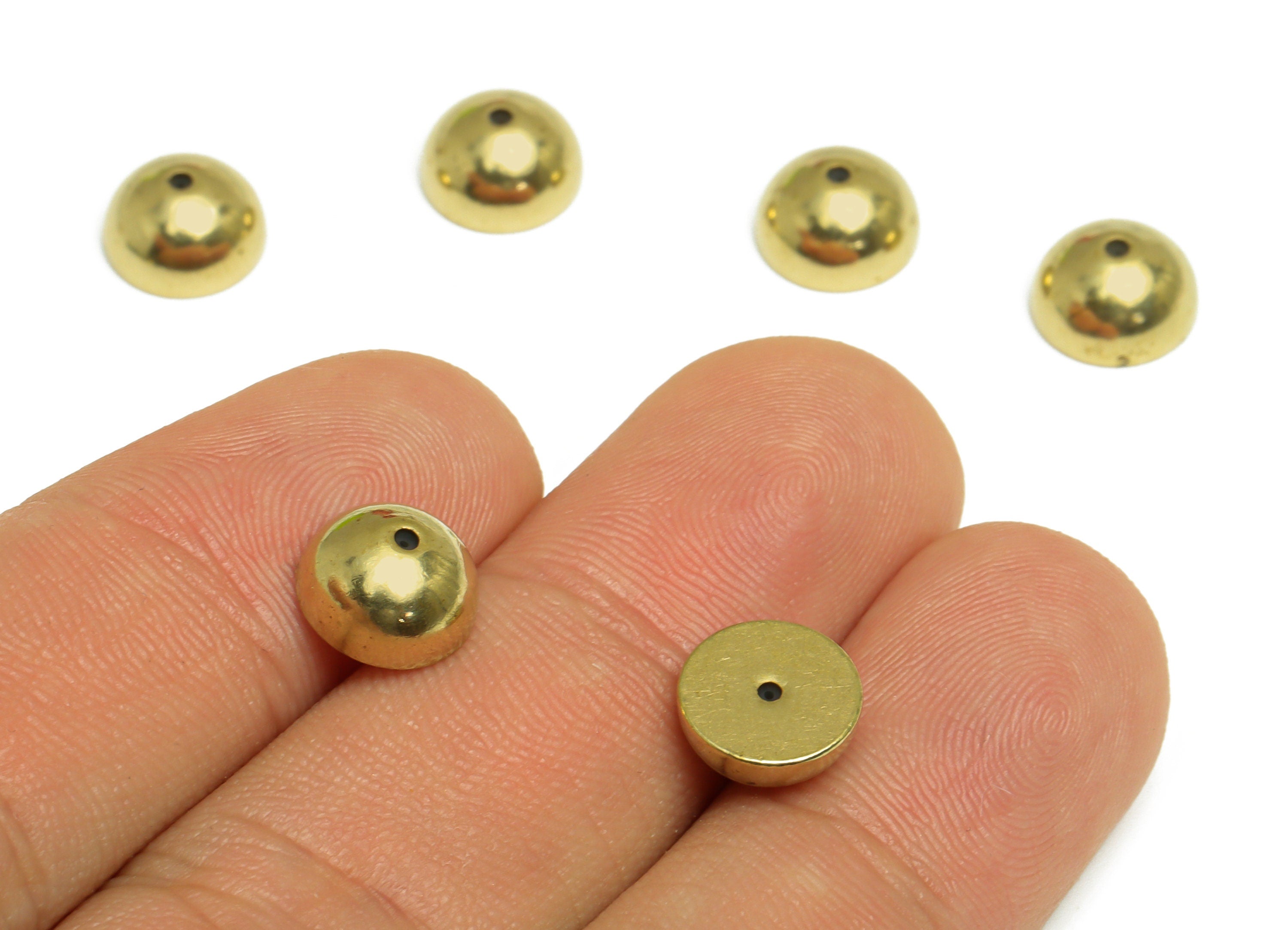 9mm Brass Semi Sphere Earring Back - Brass Stud Earring Back Stopper - Earring Post Nuts Stopper - Rubber Earring Back - 9x9x4.7mm - PP10123 - DOMEDBAZAAR