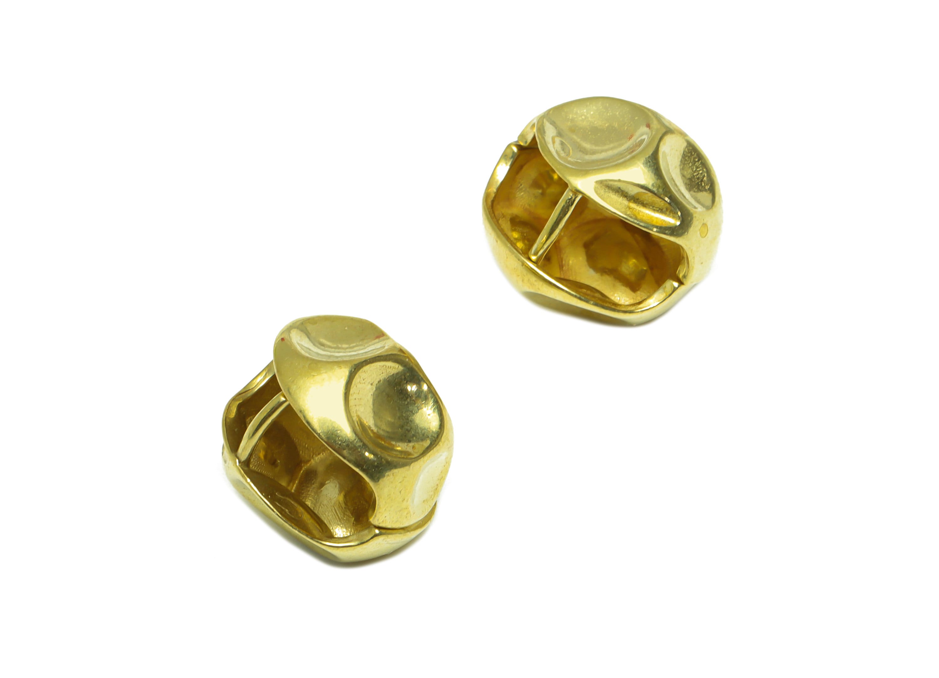 Brass Ball Huggie Hoop Earring - Raw Brass Bean Clasp Hoop Earring - Brass Round Collapse Hoop Huggie Earring - 15.5x14x14mm - PP10029 - DOMEDBAZAAR