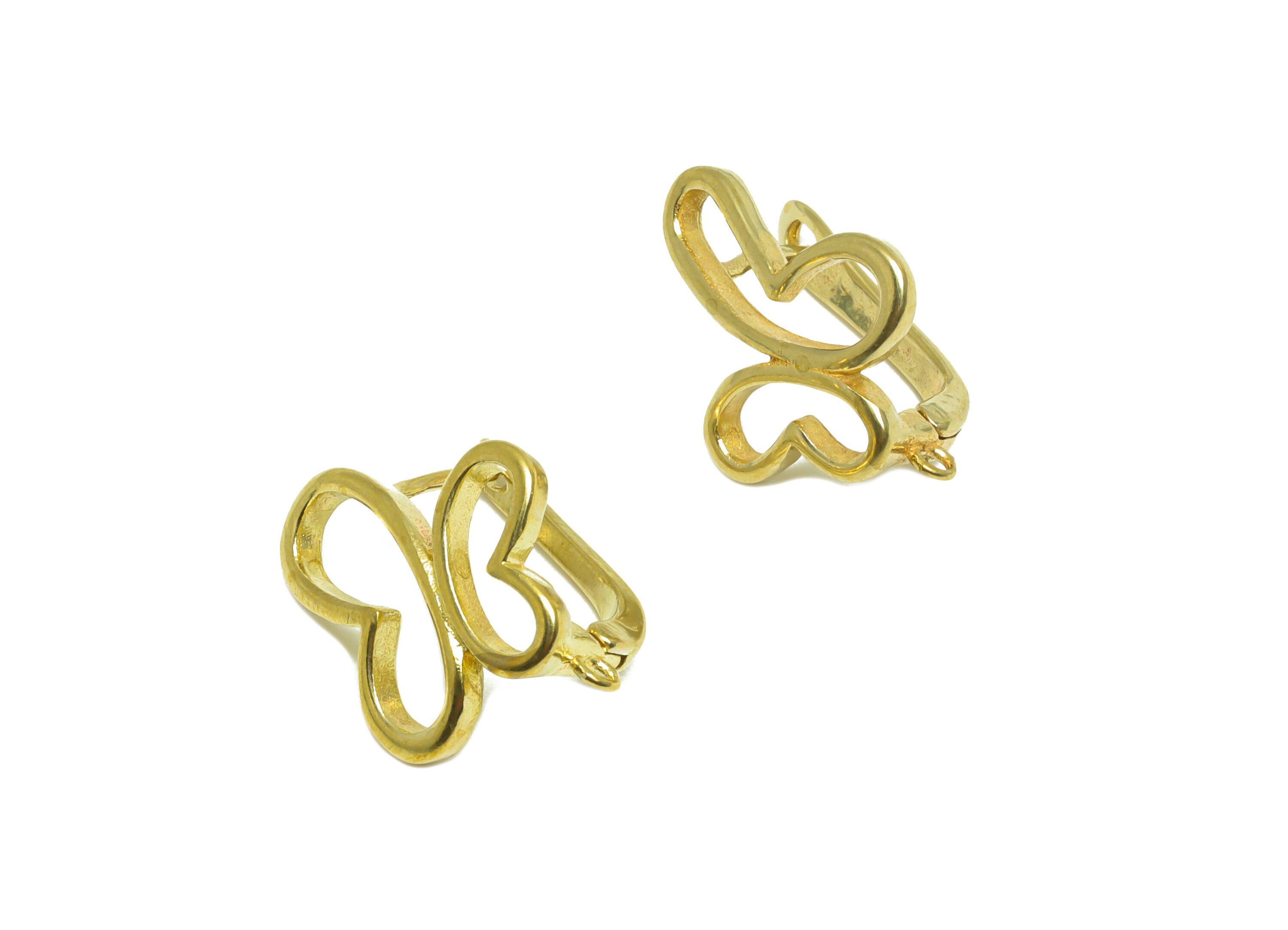 Brass Butterfly Hoop Earring - Raw Brass English Lock Hoop Earring With Loop - Brass Butterfly English Lock Hoop Earring -19x15x10mm-PP10037 - DOMEDBAZAAR