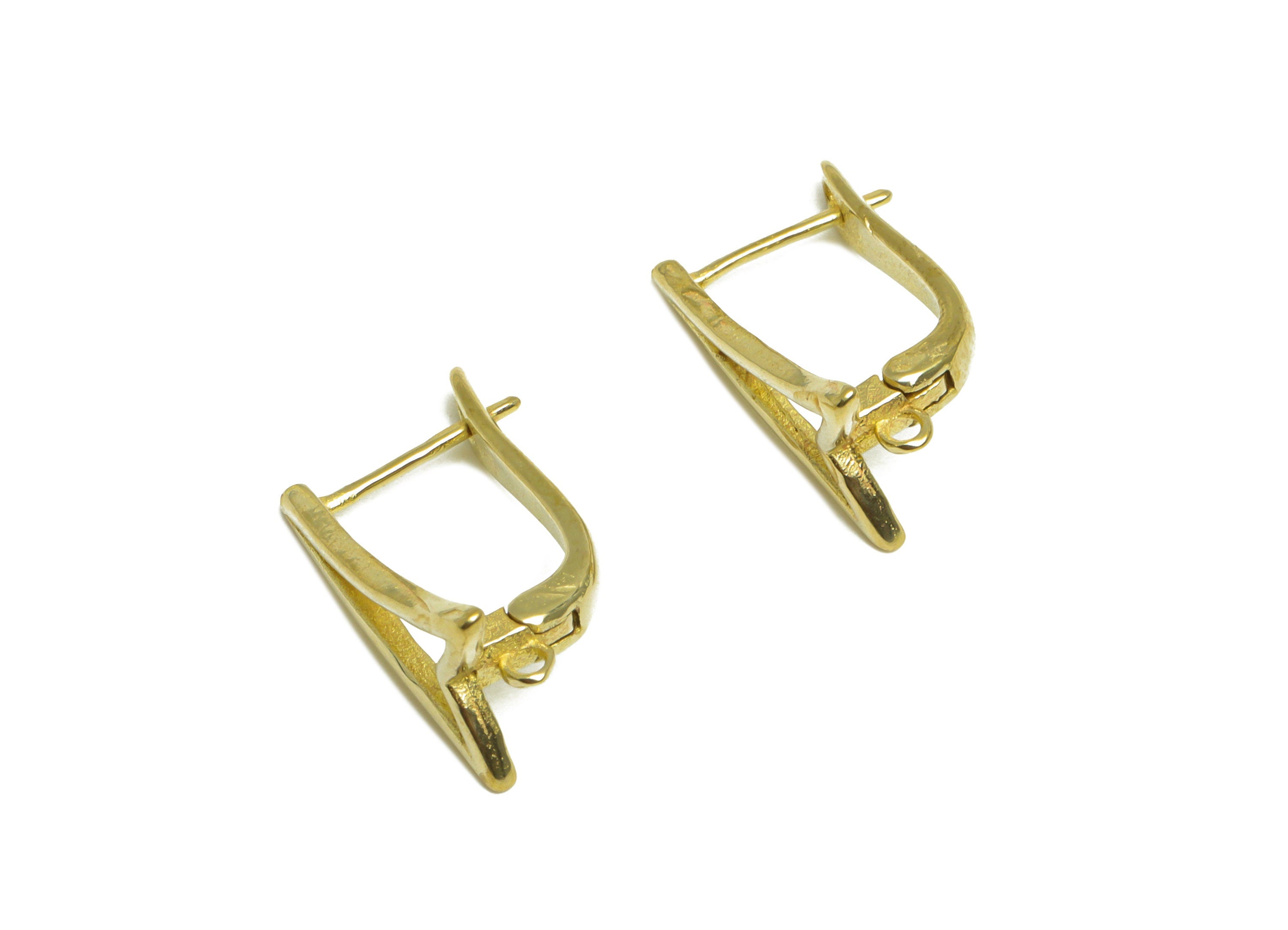 Brass Geometry Hoop Earring - Raw Brass English Lock Hoop Earring With Loop - Brass Geometry English Lock Earring - 18x9.3x10.5mm - PP10039 - DOMEDBAZAAR