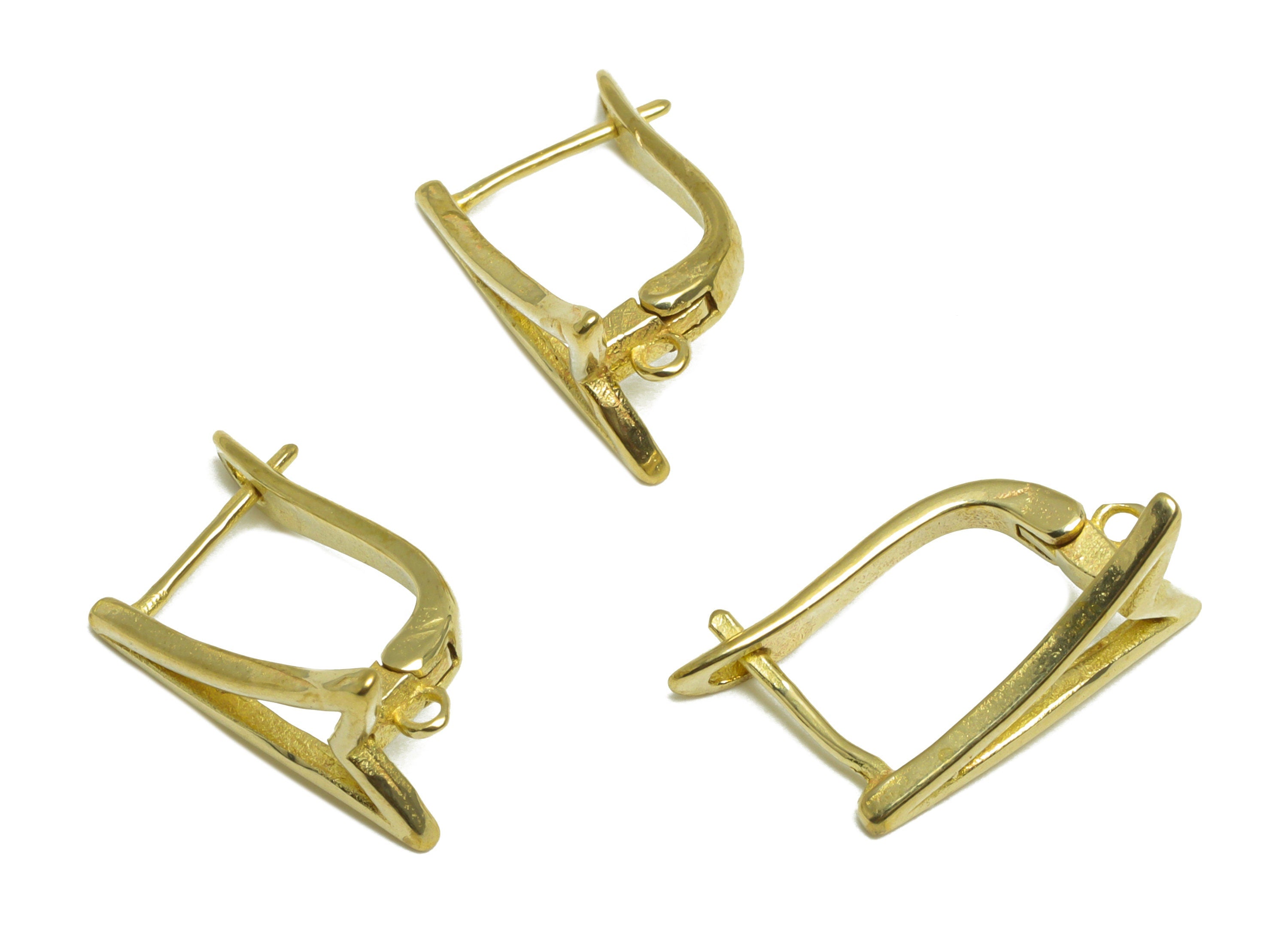Brass Geometry Hoop Earring - Raw Brass English Lock Hoop Earring With Loop - Brass Geometry English Lock Earring - 18x9.3x10.5mm - PP10039 - DOMEDBAZAAR