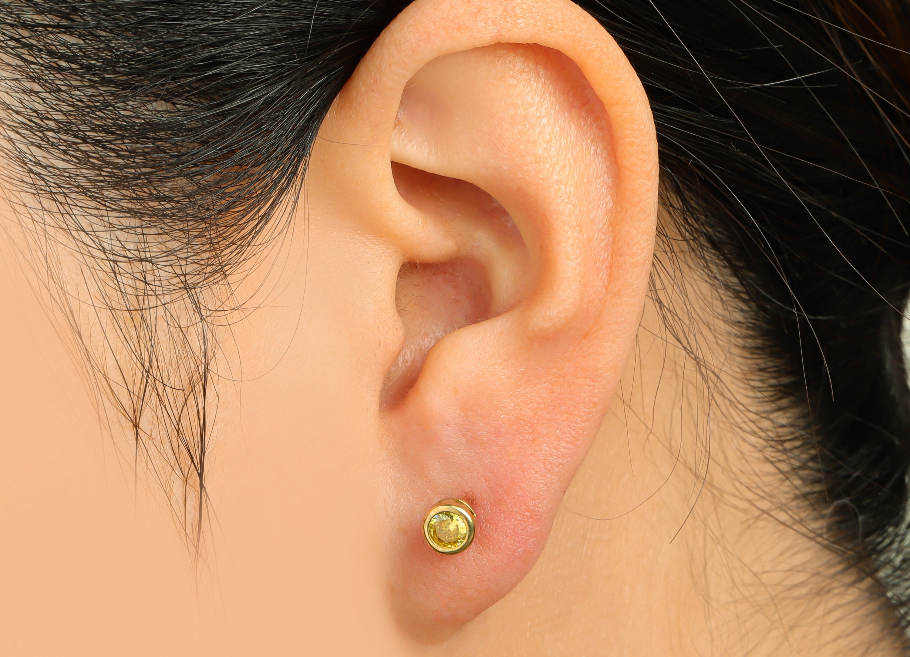 Golden (CZ-05) Zircon Earring Stud - Raw Brass Minimalist CZ Earring Post - Cubic Zircon Earring Post - 15.6x5.4x3.5mm - PP9825P - DOMEDBAZAAR