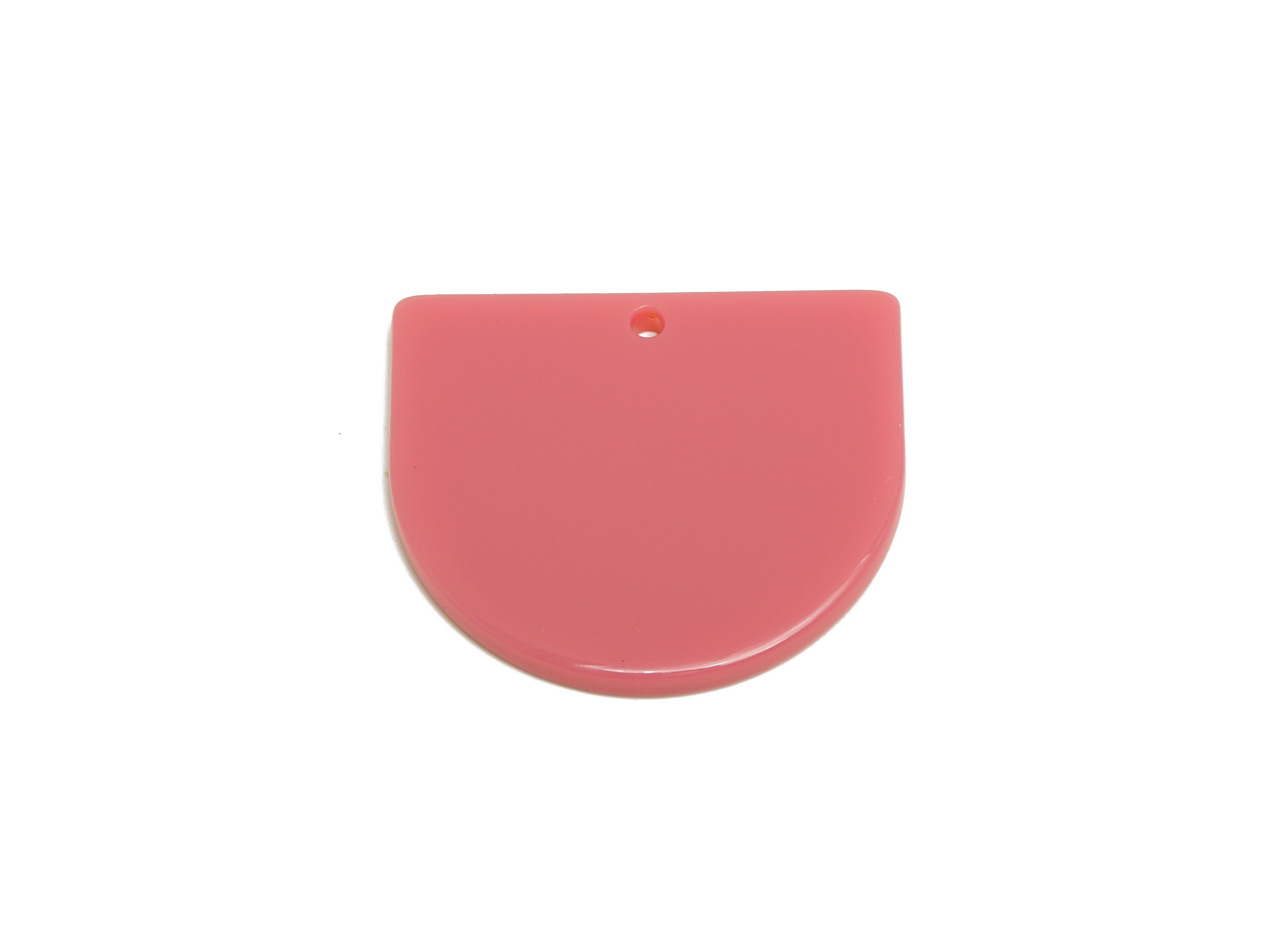 Acrylic D Earring Charms - Pink Domed Pendant - Earring Findings - Jewelry Supplies - Color Code: A1025 - 33.48x29x2mm - AC1094-A1025 - DOMEDBAZAAR