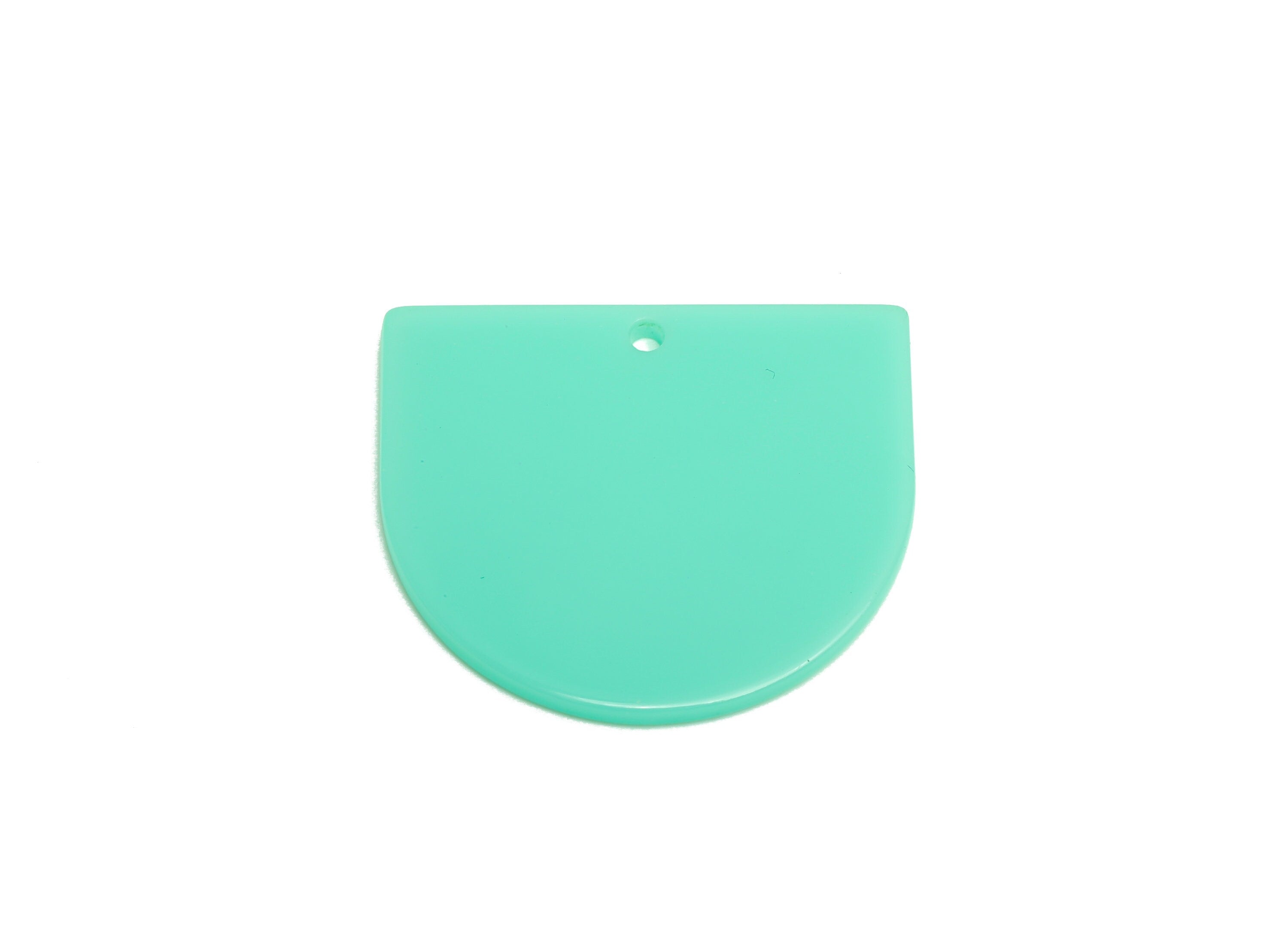 Acrylic D Earring Charms - Acrylic Tiffany Blue Domed Pendant - Domed Charm - Color Code: A486 - 33.48x29x2mm - AC1094-A486 - DOMEDBAZAAR