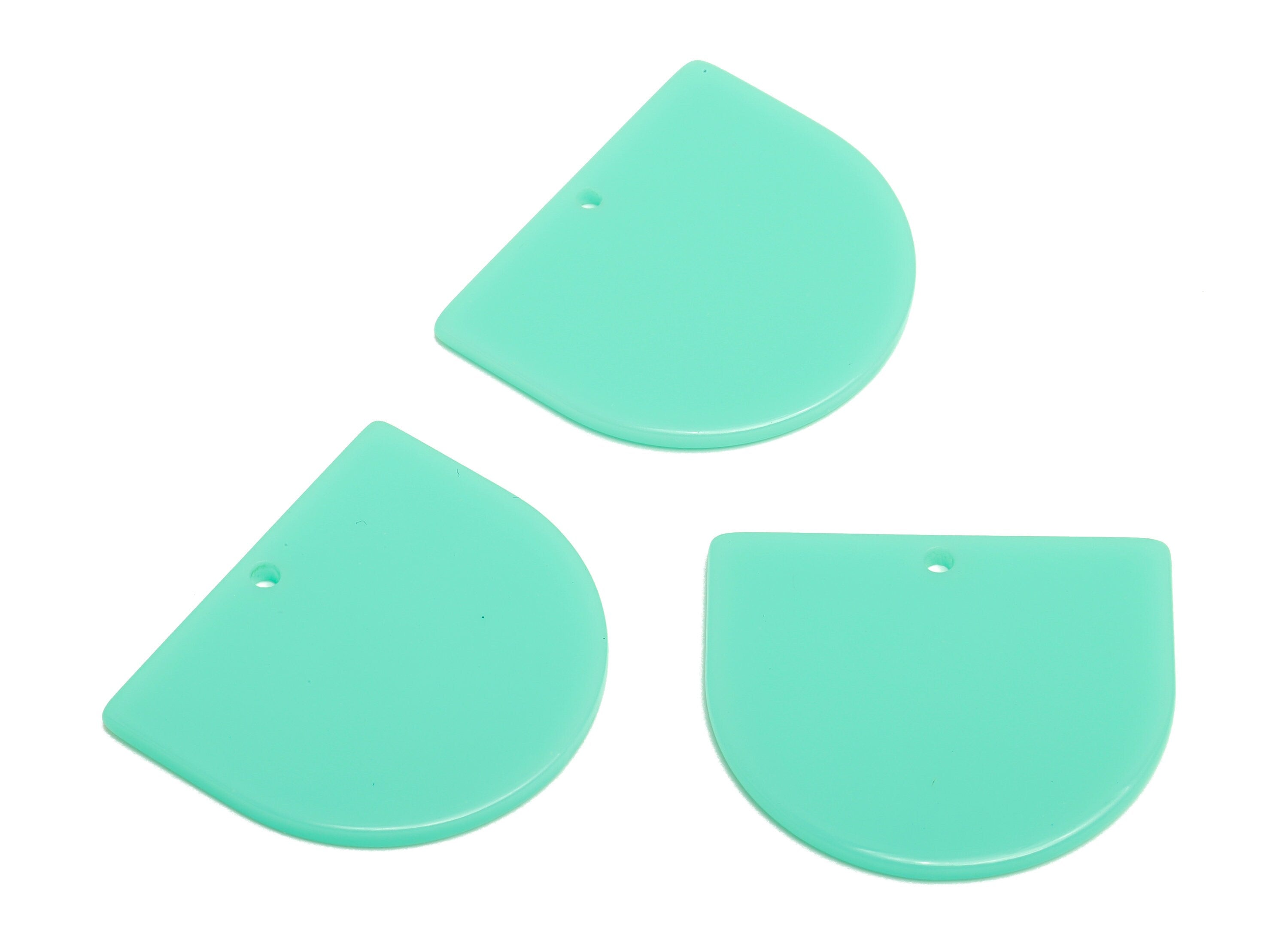 Acrylic D Earring Charms - Acrylic Tiffany Blue Domed Pendant - Domed Charm - Color Code: A486 - 33.48x29x2mm - AC1094-A486 - DOMEDBAZAAR