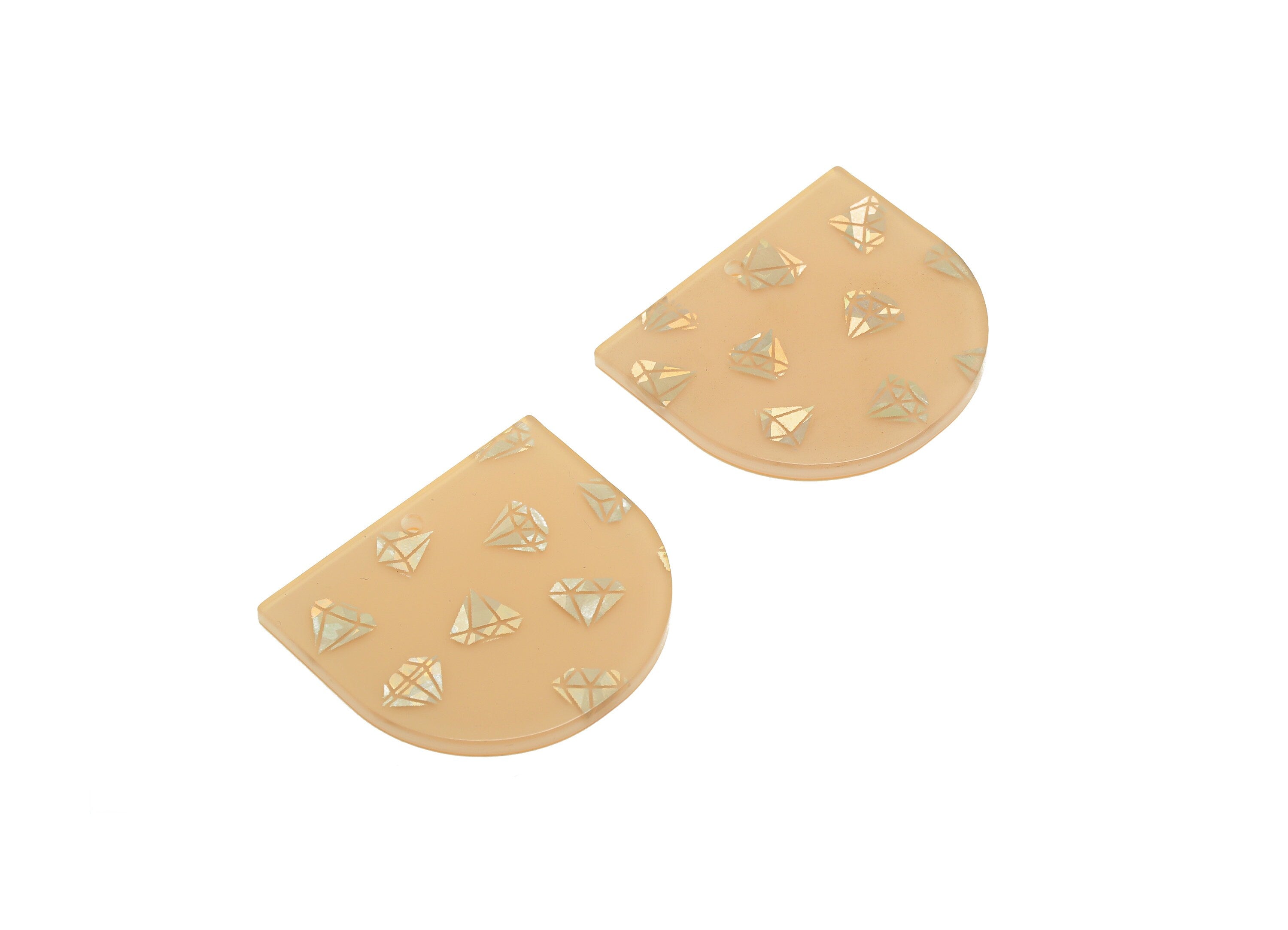 Acrylic D Earring Charms - Acrylic Sequin Diamond Pendant - Domed Diamond Earring Charm - Color Code: A1029 - 33x29x2mm - AC1094-A1029 - DOMEDBAZAAR