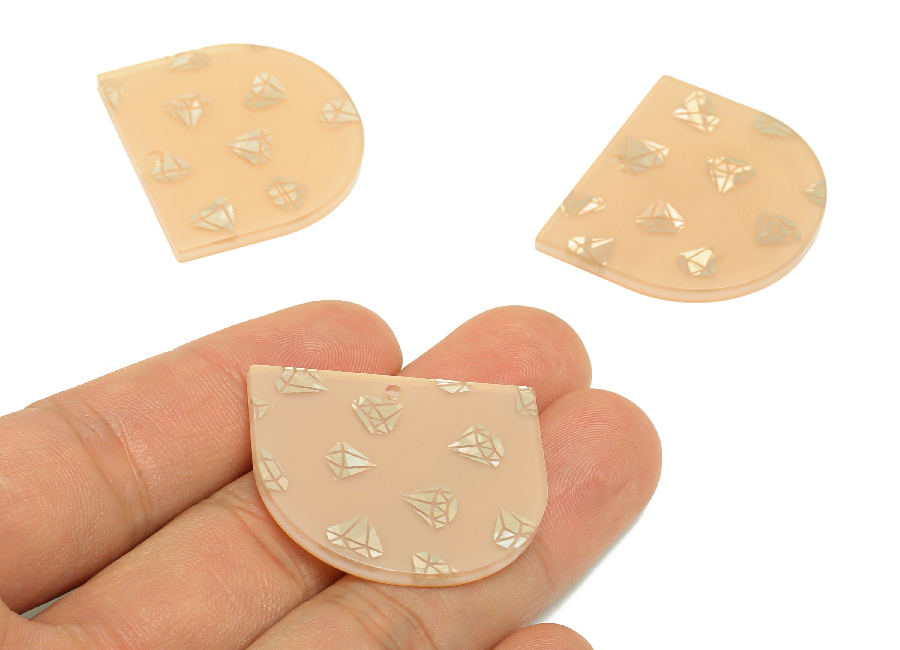Acrylic D Earring Charms - Acrylic Sequin Diamond Pendant - Domed Diamond Earring Charm - Color Code: A1029 - 33x29x2mm - AC1094-A1029 - DOMEDBAZAAR