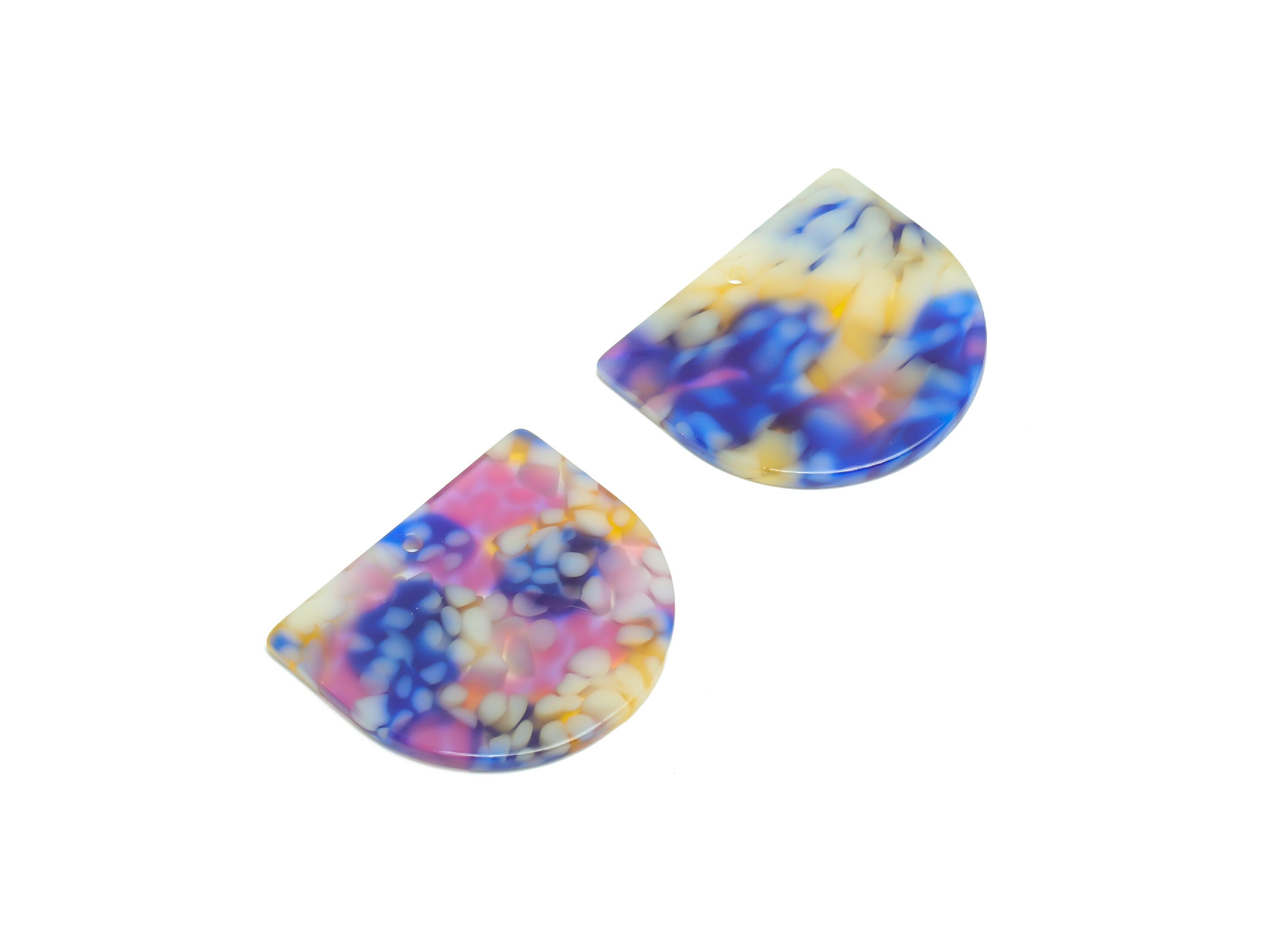 Acetic Acid D Charms - Acetic Domed Earring Charm - Acetic Domed Rainbow Pendant - Color Code: A1017 - 33.45x29.09x2.5mm - AC1094-A1017 - DOMEDBAZAAR