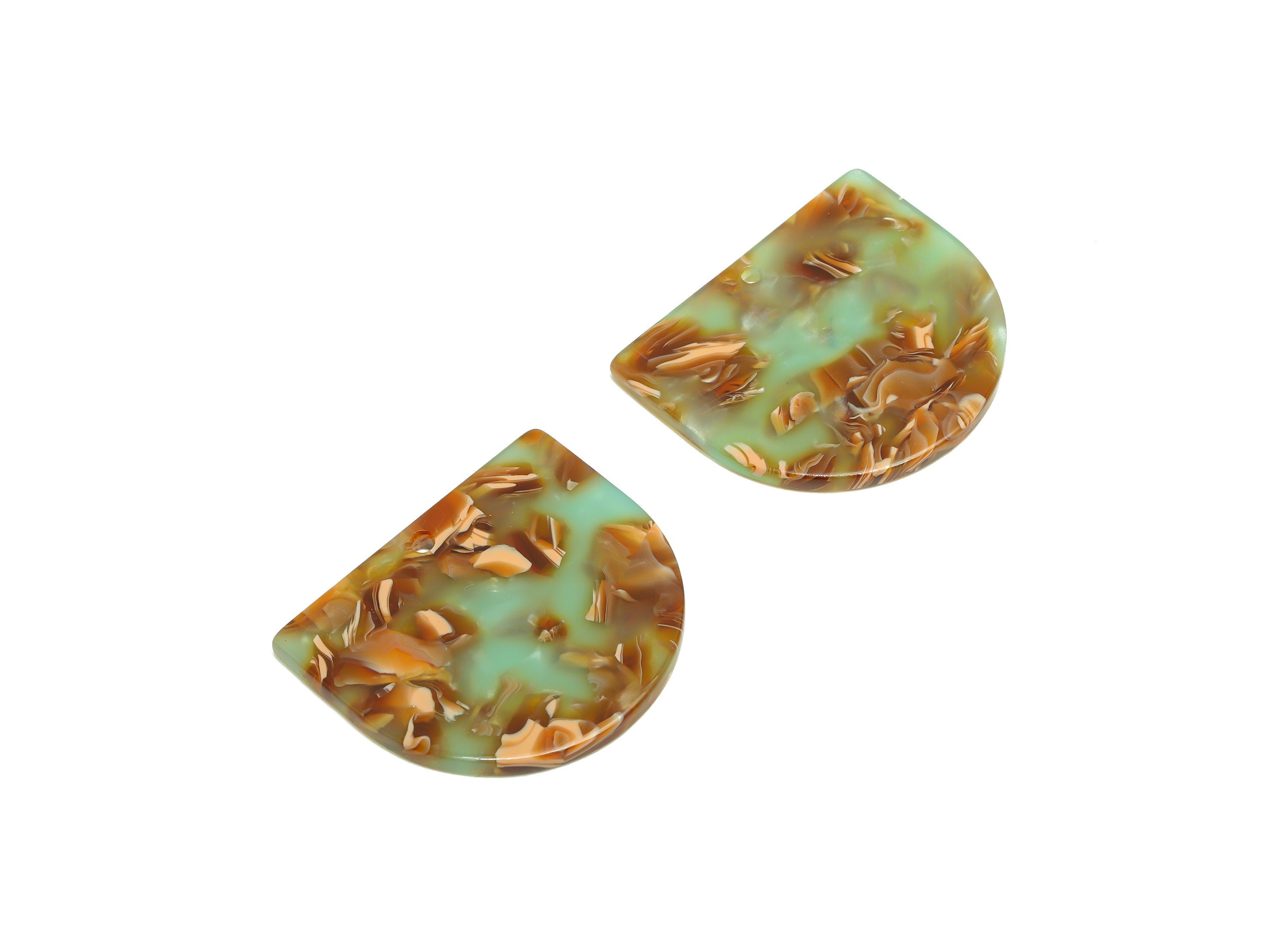 Acetic Acid D Charms - Acetic Domed Earring Charm - Acetic Domed Rainbow Pendant - Color Code: A1023 - 33.45x29.09x2.5mm - AC1094-A1023 - DOMEDBAZAAR