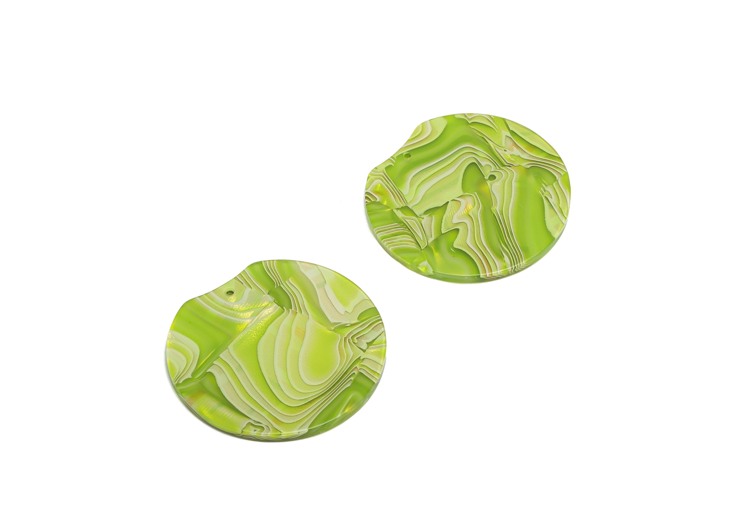 Acrylic Round Charms - Circle Earrings and Pendant - Missing Corner Green Earring Charm - Color Code:A1030 - 36.77x34.65x2.36mm - AC2625 - DOMEDBAZAAR