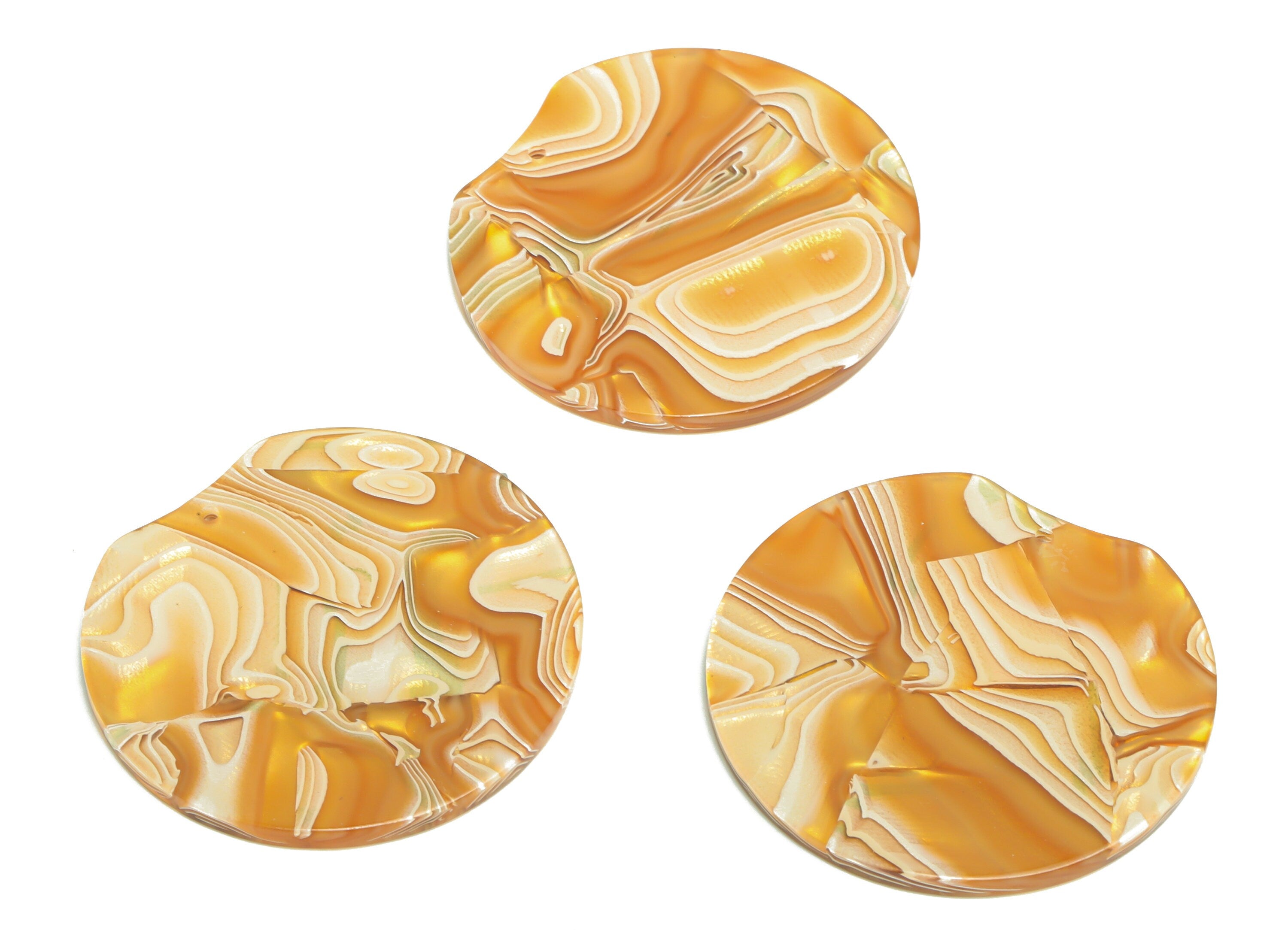 Acrylic Round Charms - Circle Earrings and Pendant - Missing Corner Orange Earring Charm - Color Code:A1032 - 36.77x34.65x2.36mm - AC2625 - DOMEDBAZAAR