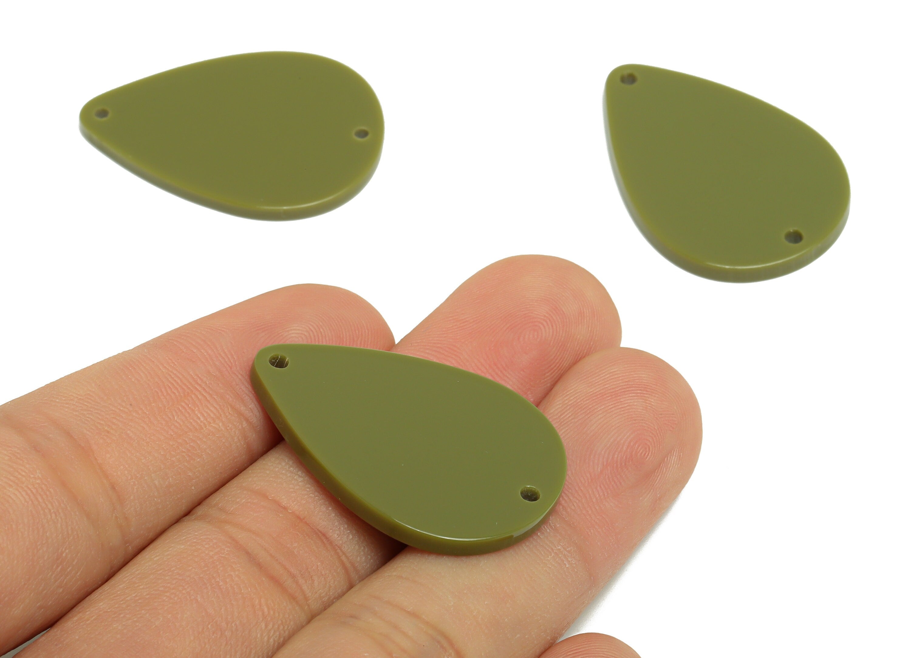 Acrylic Drop Earring Charms - Teardrop Earring and Pendant - Acrylic Green Teardrop Connector - Color Code: A891 - 32x23x2.3mm - AC1127-A891 - DOMEDBAZAAR