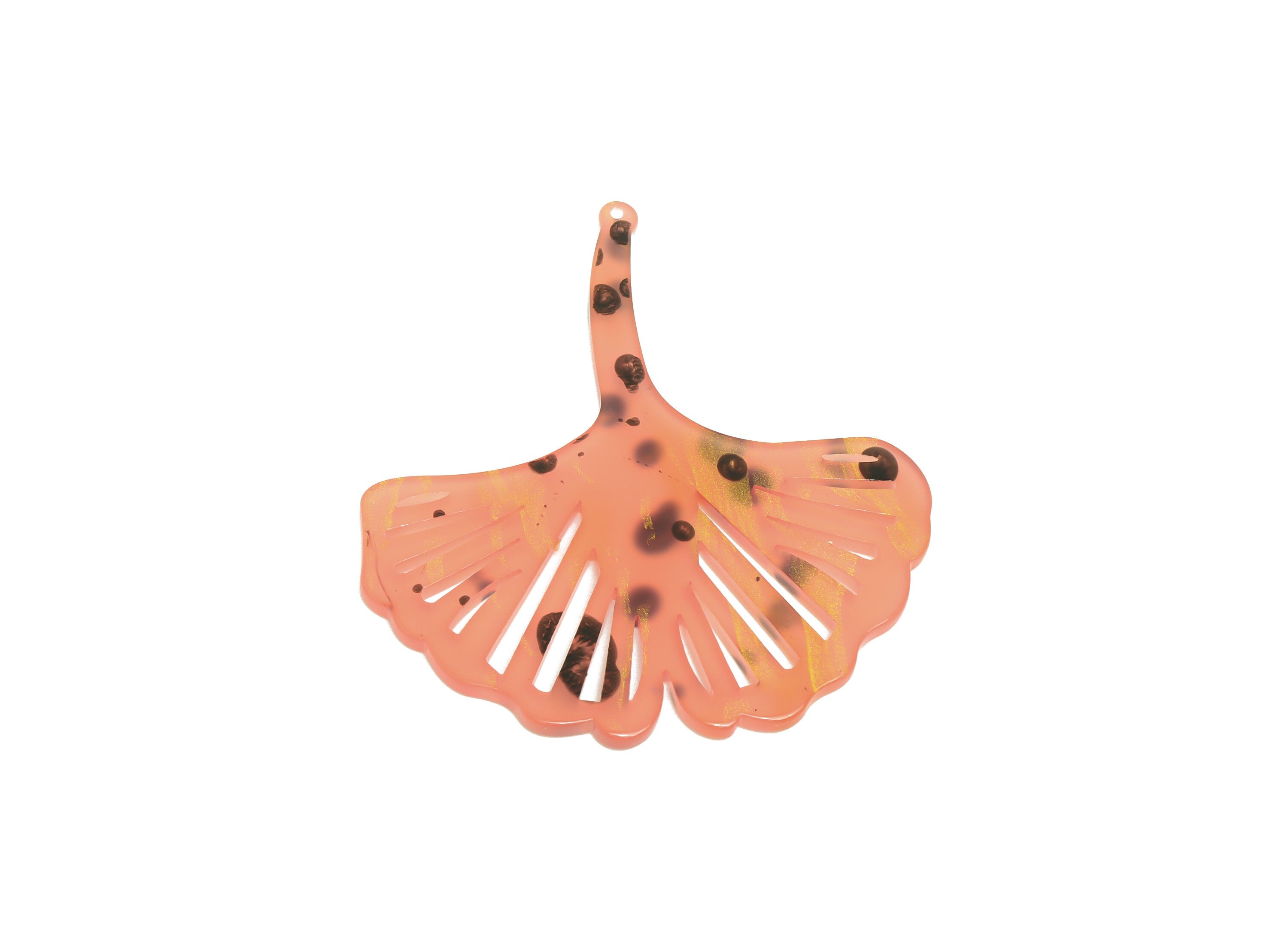 Acrylic Ginkgo Charms - Acrylic Pink Leaf Earrings and Pendant - Earring Findings - Color Code:A1014 - 61.7x55.79x2.5mm - AC1719-A1014 - DOMEDBAZAAR
