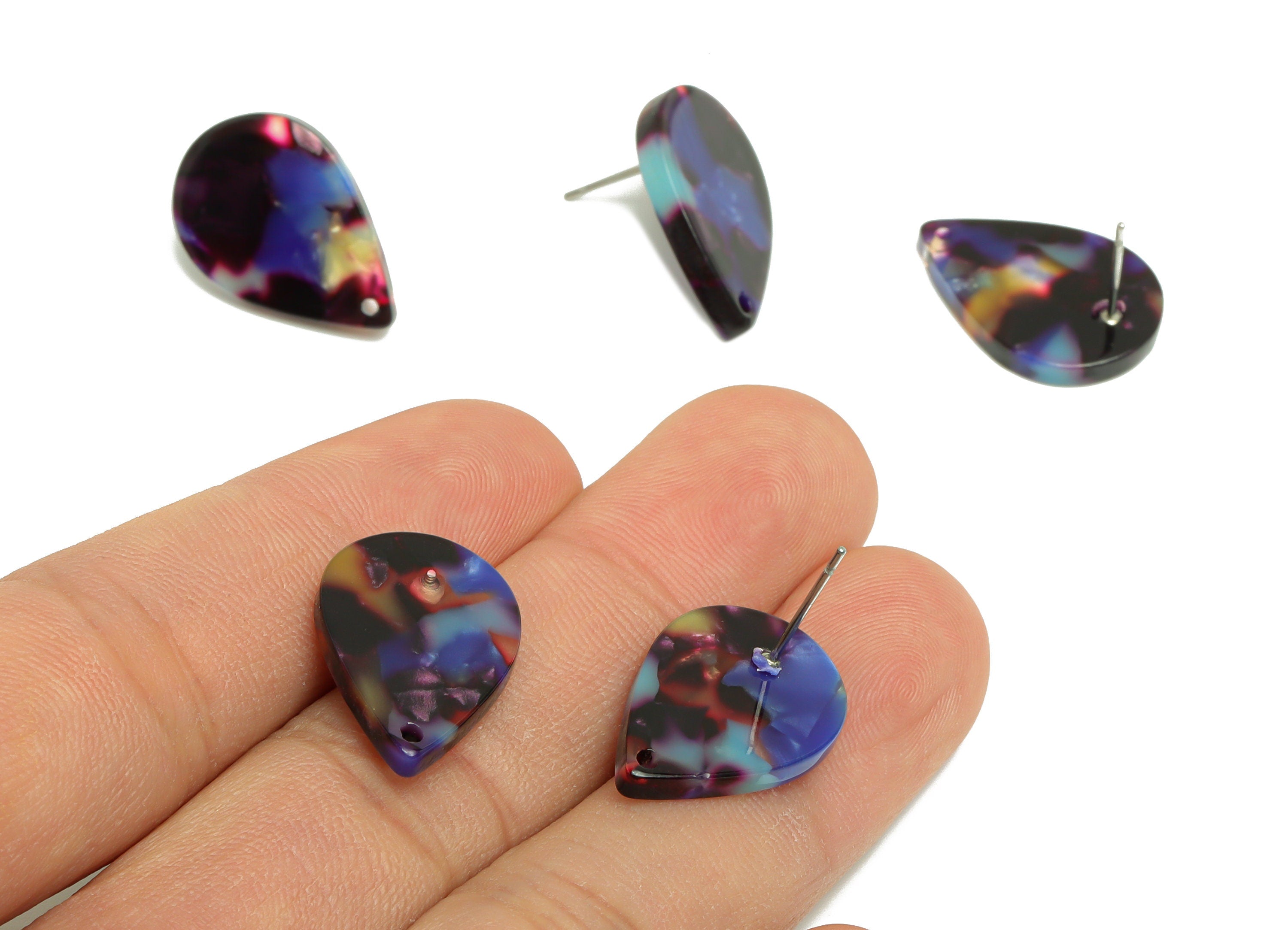 Acrylic Drop Earring Stud - Drop Earrings Rainbow Post - Teardrop Earring Post - Jewelry Supplies - Color Code: A23 - 21x2.5 mm - AC1024 - DOMEDBAZAAR