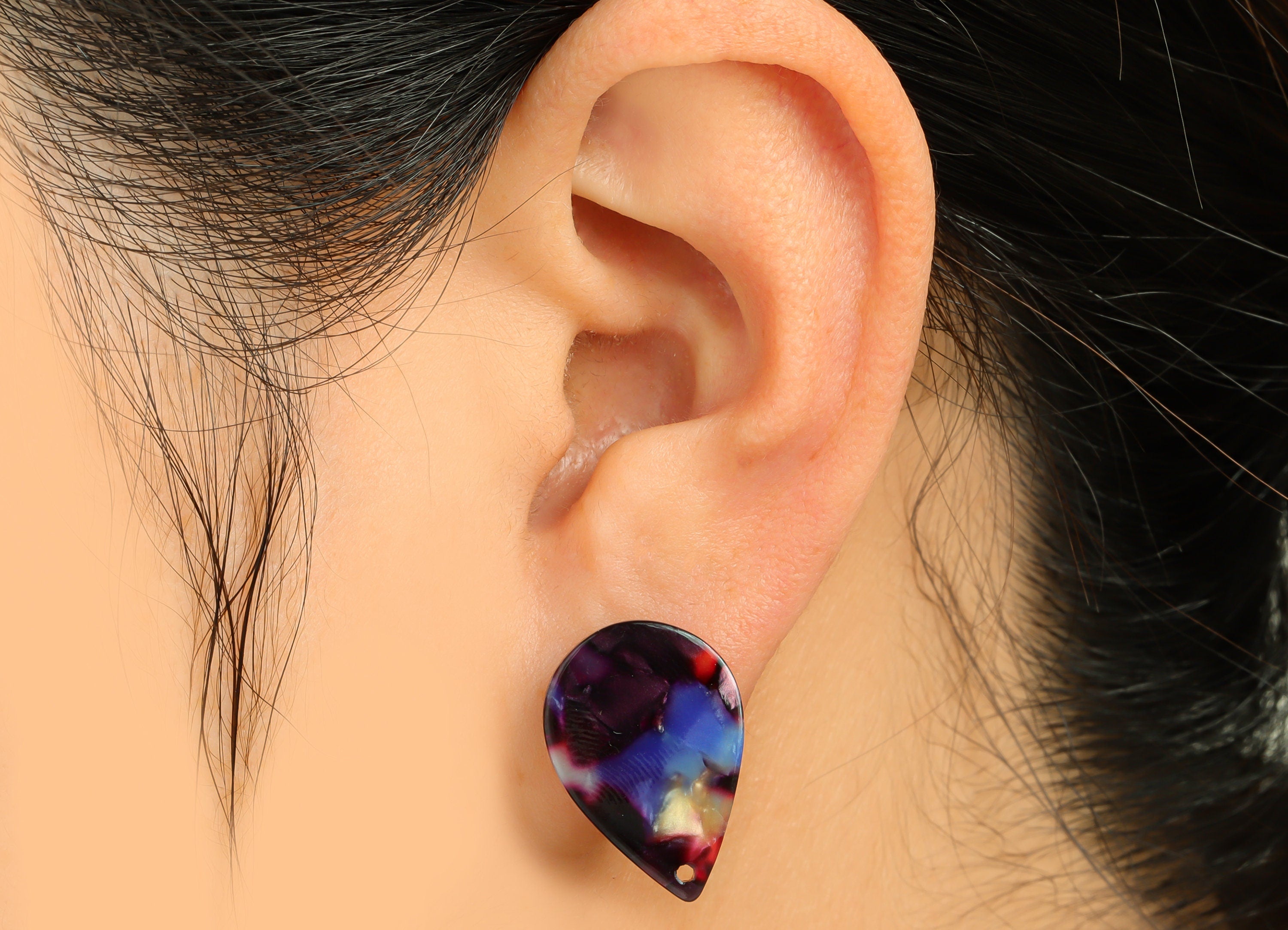 Acrylic Drop Earring Stud - Drop Earrings Rainbow Post - Teardrop Earring Post - Jewelry Supplies - Color Code: A23 - 21x2.5 mm - AC1024 - DOMEDBAZAAR
