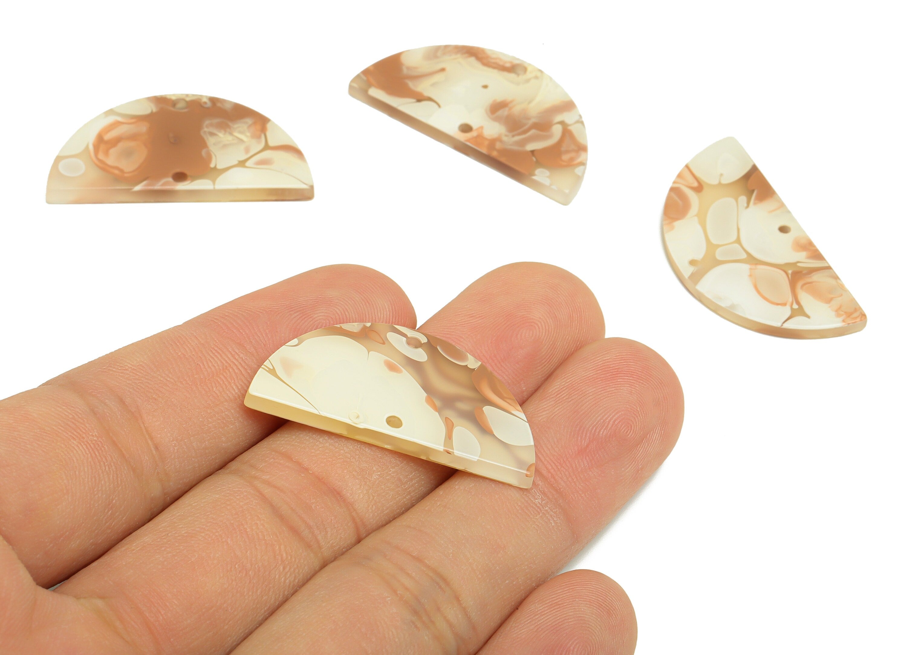 Acrylic D Earring Charms - Acrylic Domed Earring Charm - Half Moon Pendant - Color Code:A1038 - 33.56x16.88x2.62mm - AC2628-A1038 - DOMEDBAZAAR