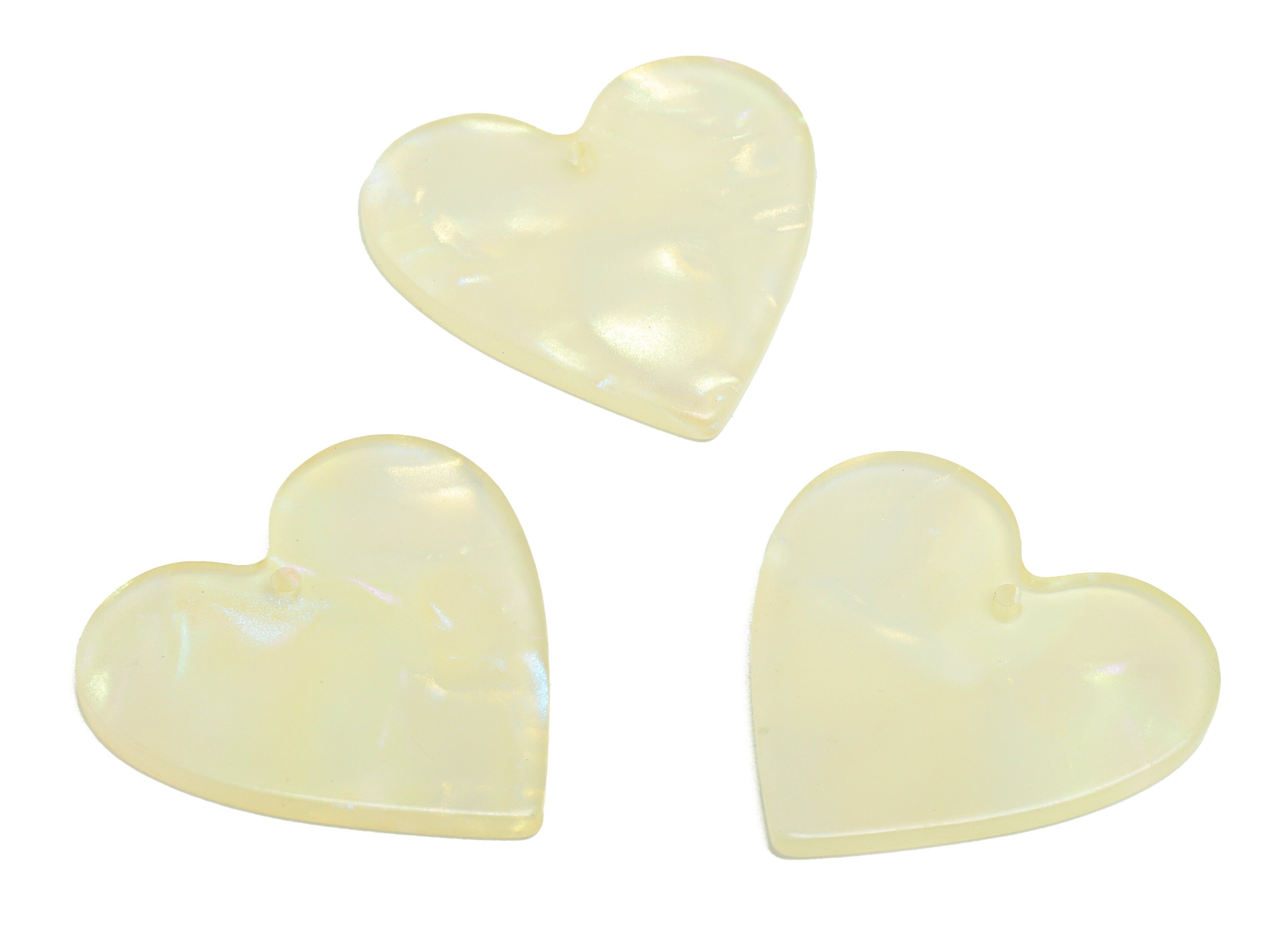 Acrylic Heart Earring Charms - Acrylic Heart Earring Charm - Acrylic White Heart Pendant - Color Code:A1033 - 31.91x31.21x2mm - AC2626-A1033 - DOMEDBAZAAR