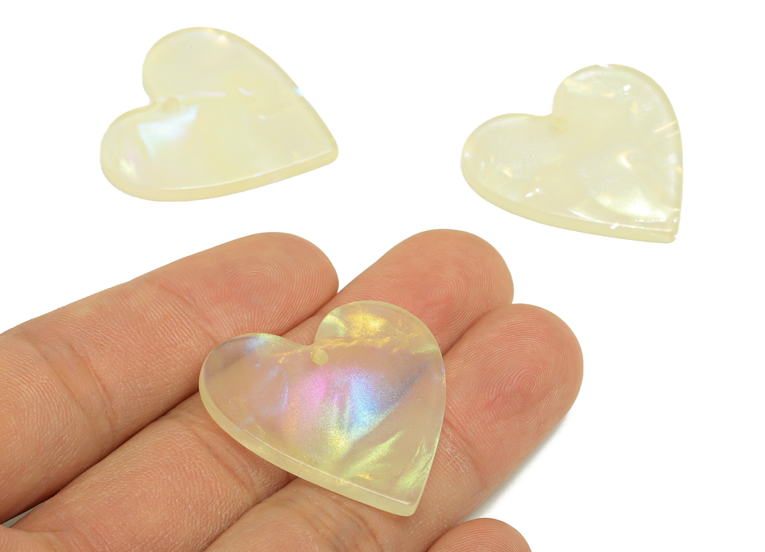 Acrylic Heart Earring Charms - Acrylic Heart Earring Charm - Acrylic White Heart Pendant - Color Code:A1033 - 31.91x31.21x2mm - AC2626-A1033 - DOMEDBAZAAR