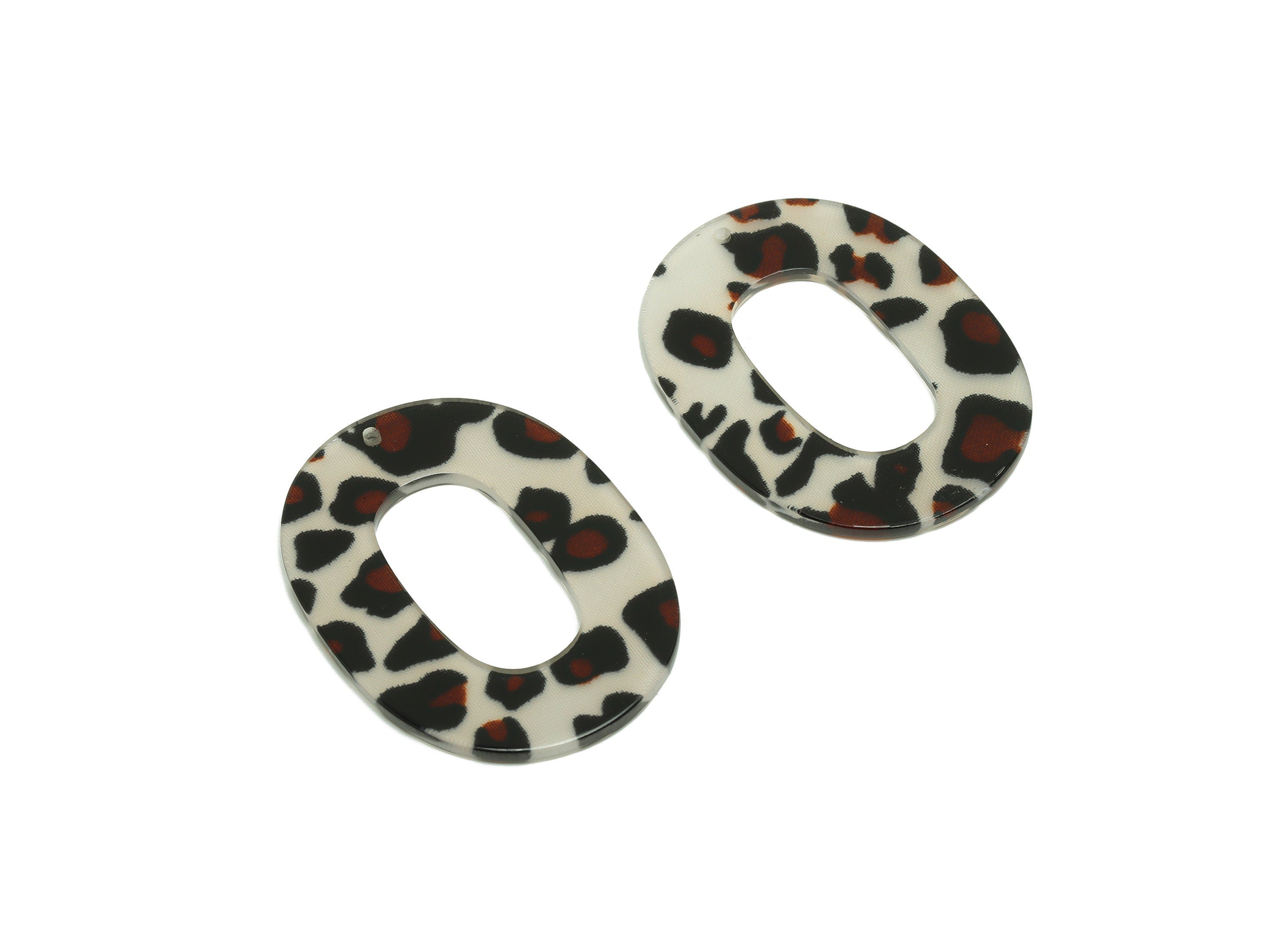 Acrylic Oval Charms - Oval Earrings and Pendant - Geometry Leopard Print Oval Earring Charm- Color Code:A1036 - 46.84x34x2mm - AC2618-A1036 - DOMEDBAZAAR