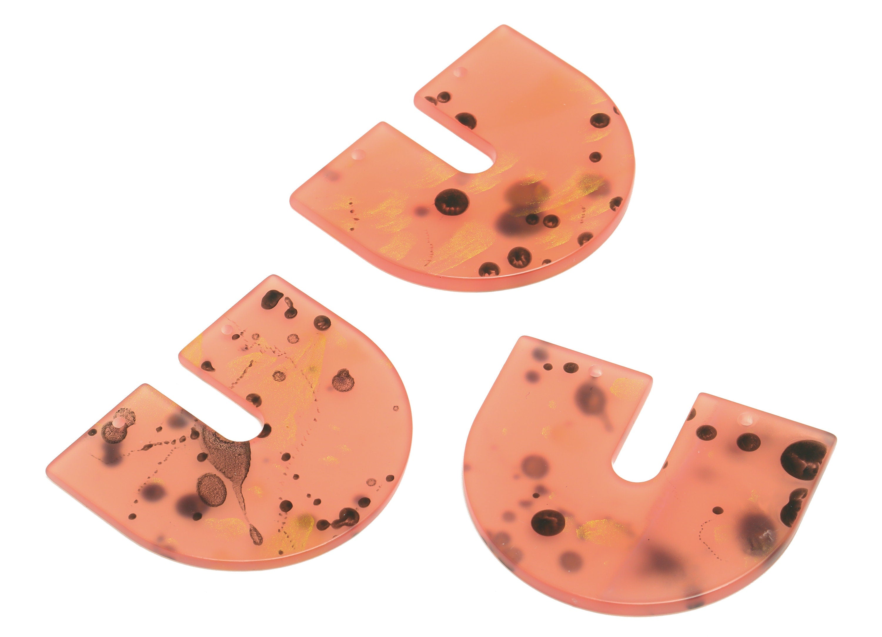 Acrylic Geometric Earring Connector - Pink U Acrylic Charms - Jewelry Making Supplies - Color Code:A1014 - 43.71x36.2x2.48mm - AC1884-A1014 - DOMEDBAZAAR