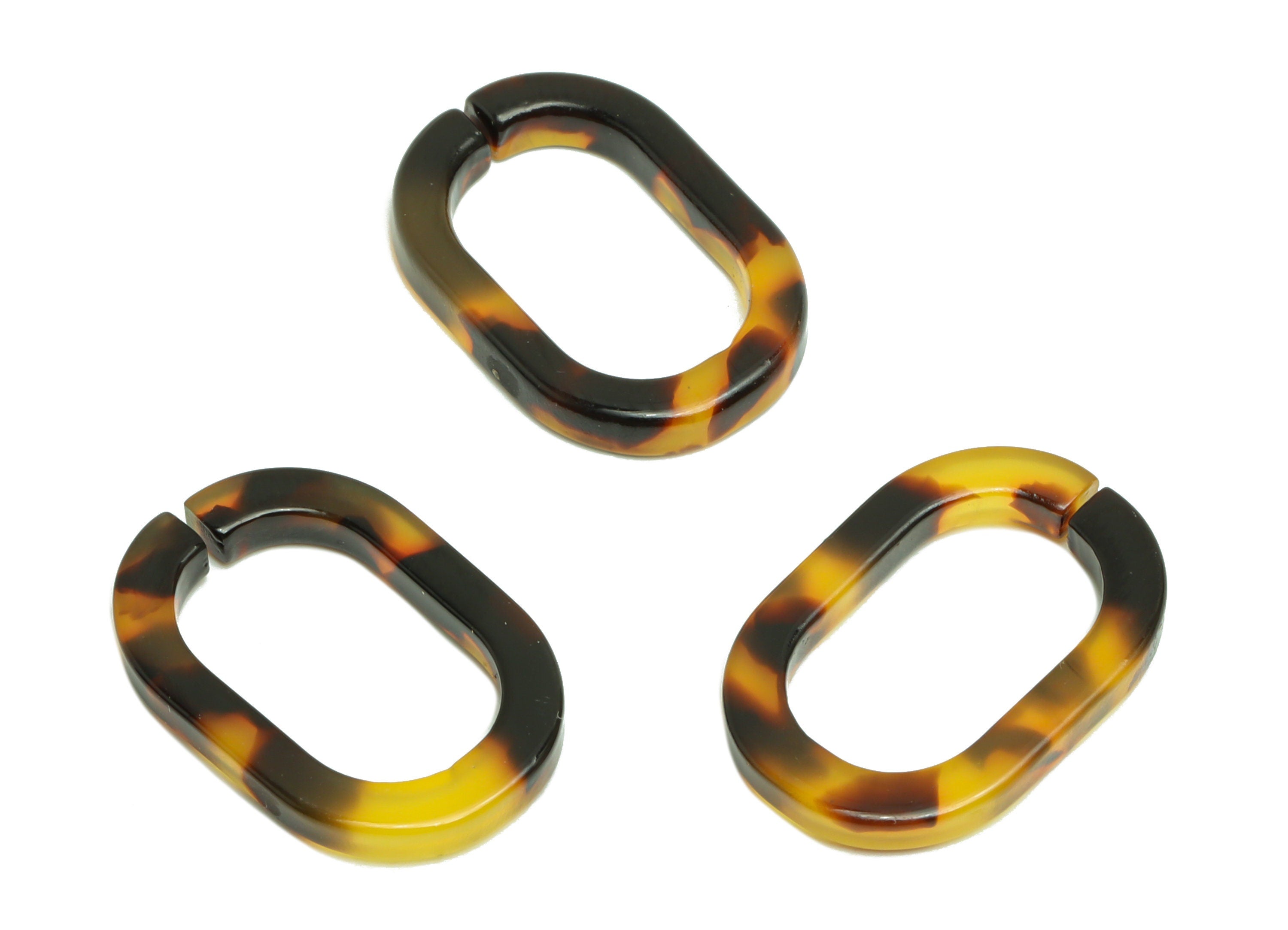 Acetic Acid Earring Charms - Acetate Open Link Ring - Tortoise Shell Open Oval Rings - Color Code: A02 - 19.44x13.16x2.63mm - AC2632 - DOMEDBAZAAR