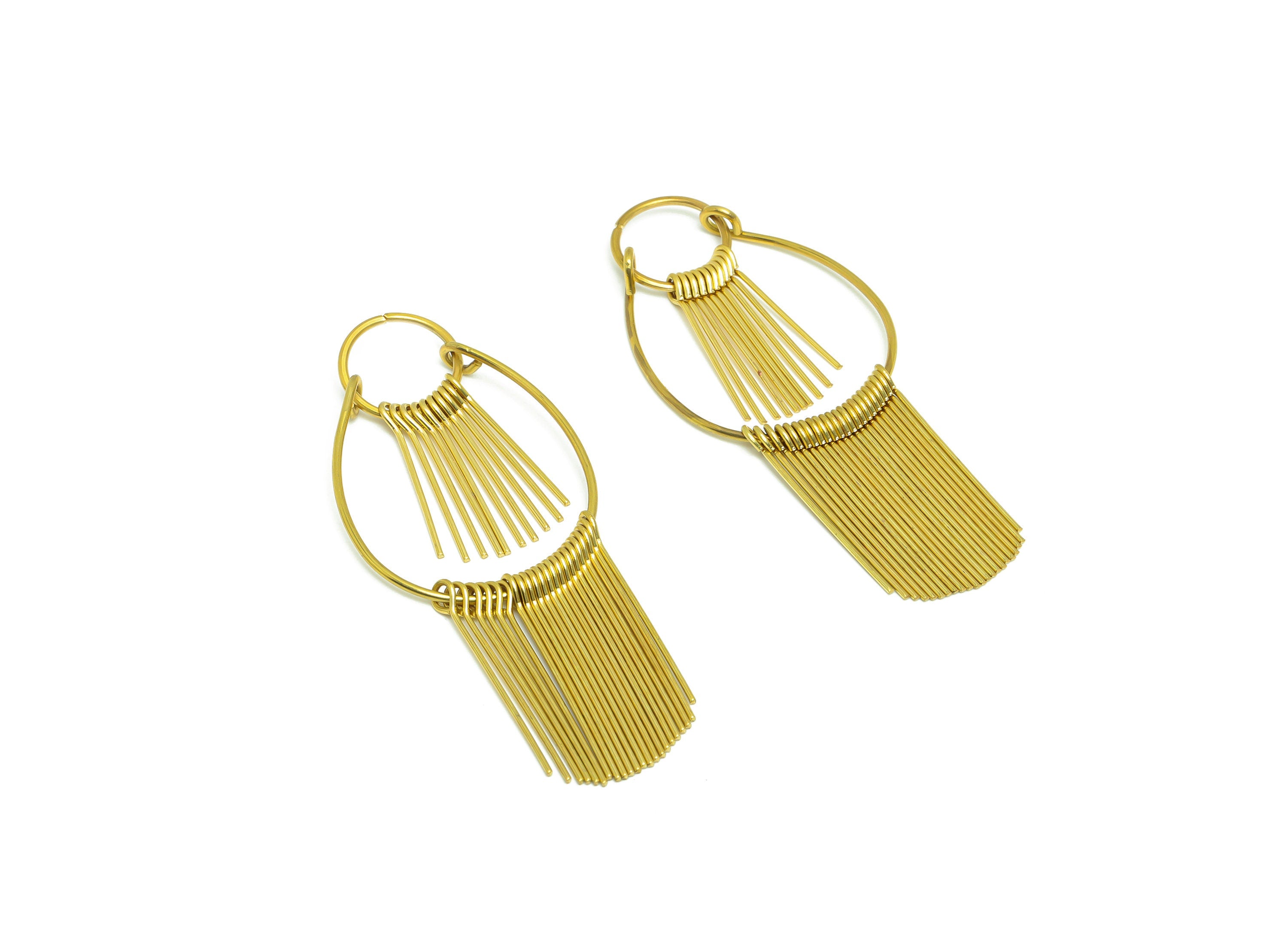 Drop Wire Tassel Earring Charm - Teardrop Wire Earring Charm - Interlock Fringe Oval Earring Tassel - Dangle Charm - 72.4x30x3.3mm - PP10154 - DOMEDBAZAAR