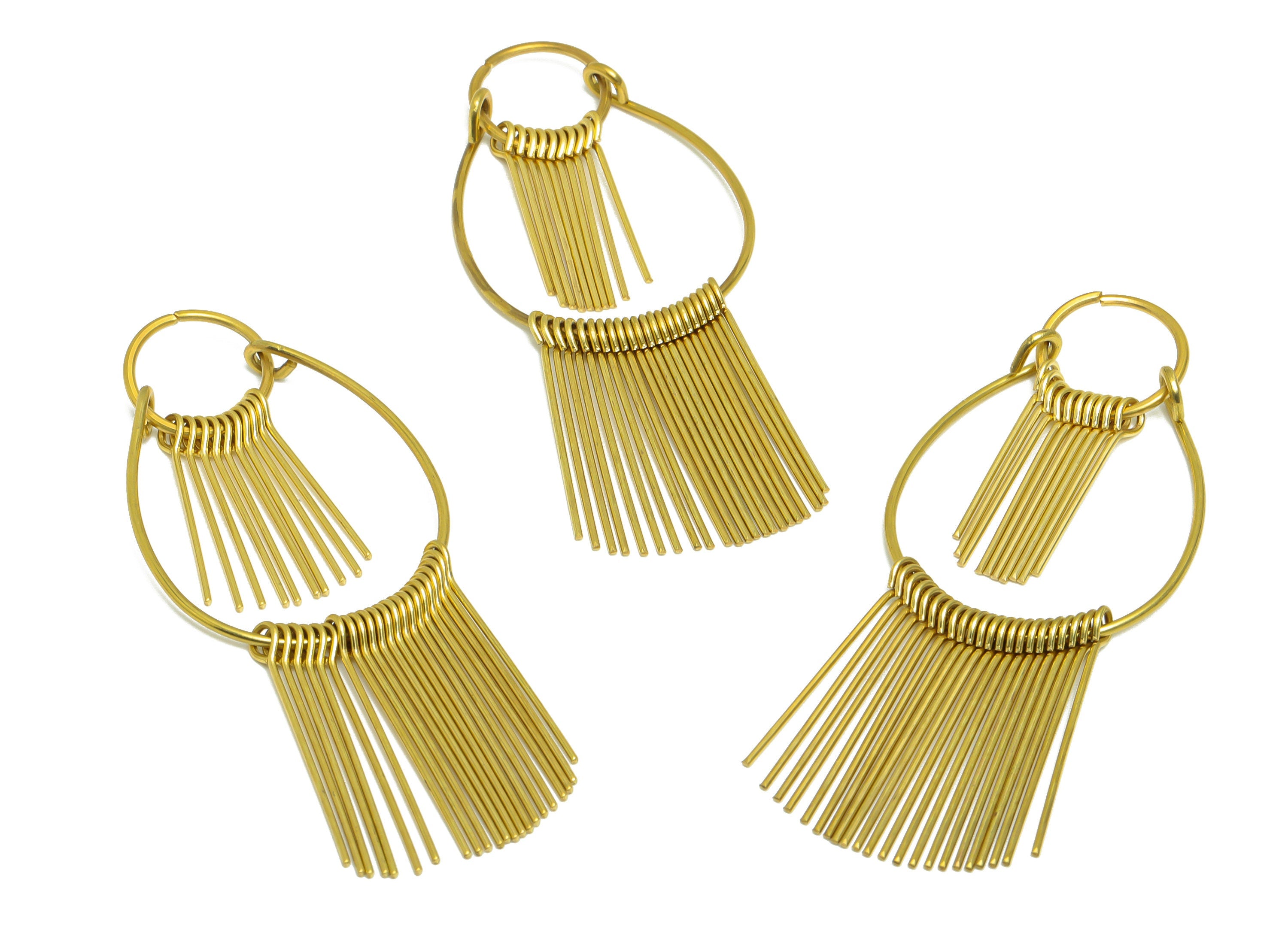 Drop Wire Tassel Earring Charm - Teardrop Wire Earring Charm - Interlock Fringe Oval Earring Tassel - Dangle Charm - 72.4x30x3.3mm - PP10154 - DOMEDBAZAAR
