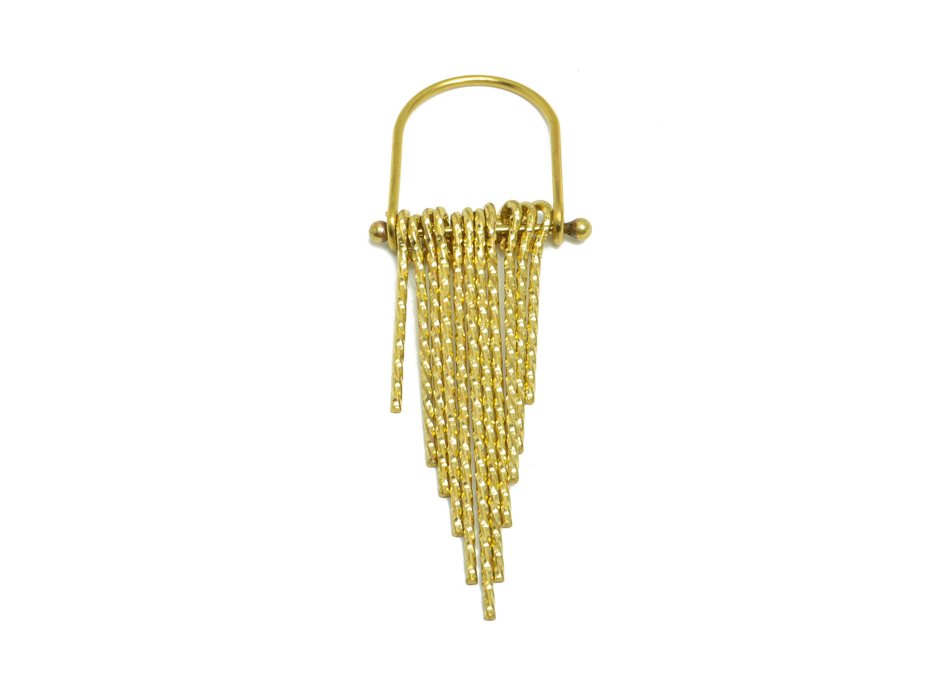 Domed Wire Tassel Earring Charm - Textured Wire Earring Charm - Domed Fringe Oval Earring Tassel - Dangle Charm - 69x24.7x5.3mm - PP10155 - DOMEDBAZAAR