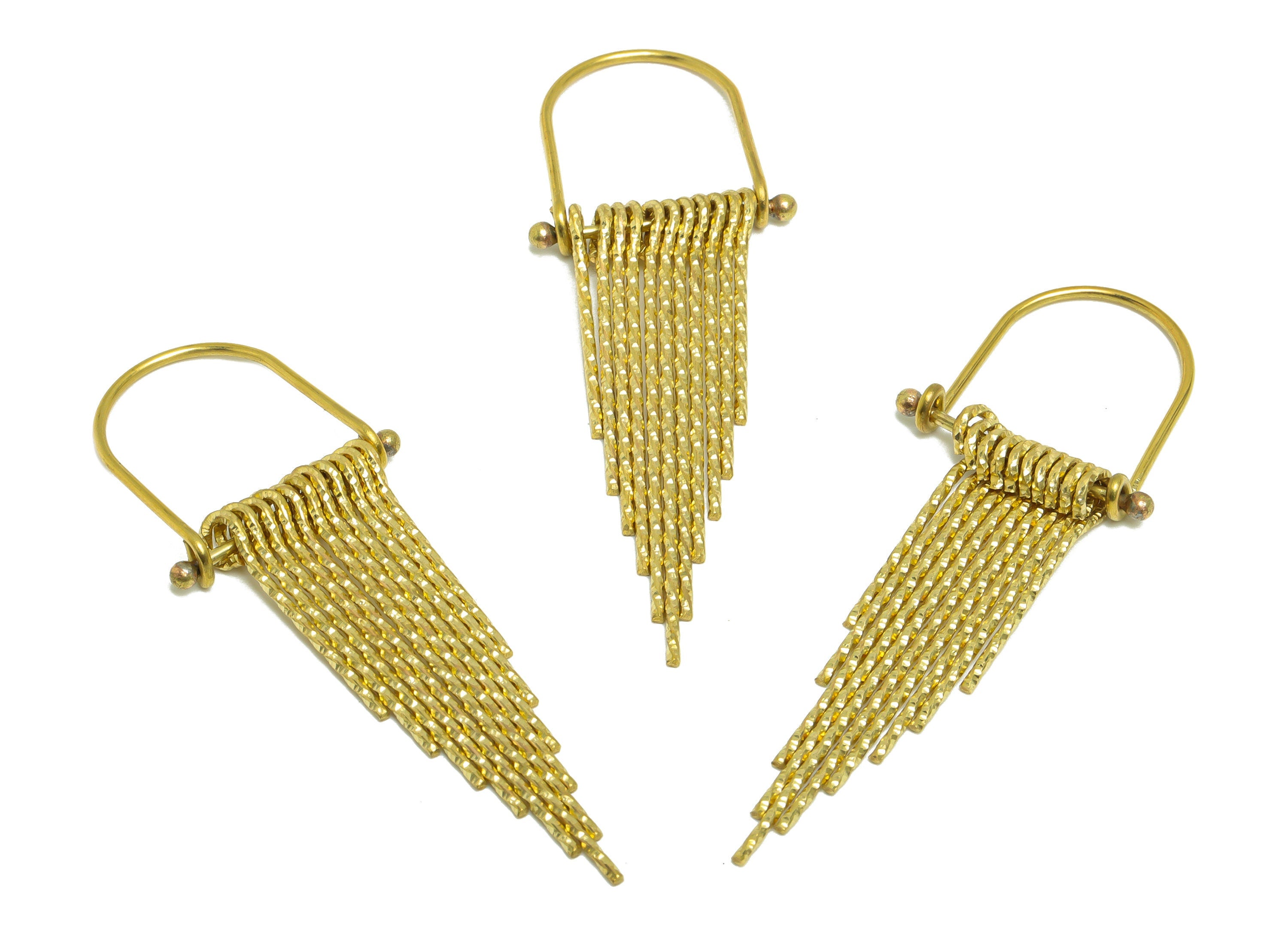 Domed Wire Tassel Earring Charm - Textured Wire Earring Charm - Domed Fringe Oval Earring Tassel - Dangle Charm - 69x24.7x5.3mm - PP10155 - DOMEDBAZAAR