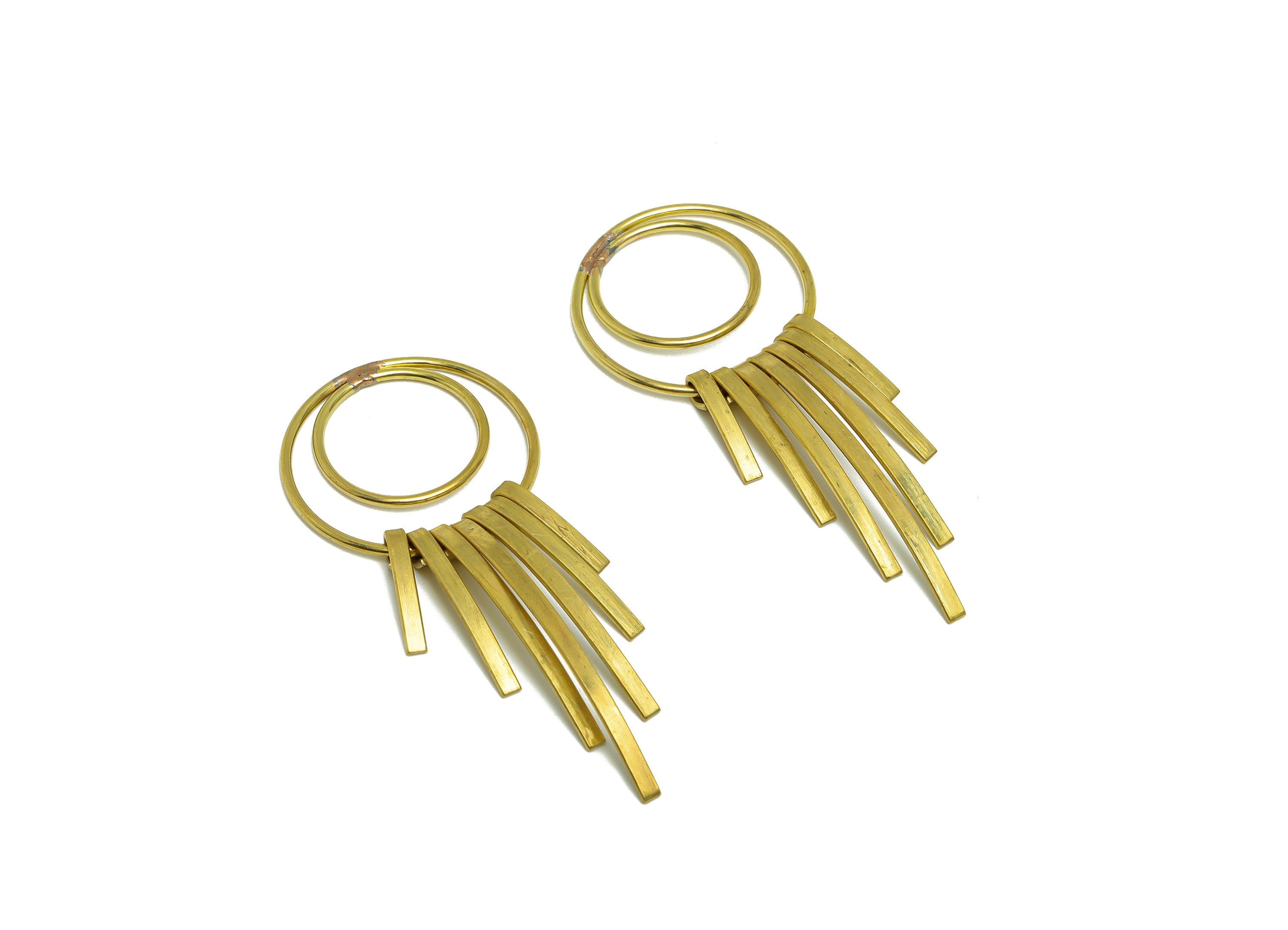 Hammered Wire Tassel Earring Charm - Bent Wire Earring Charm - Circle Fringe Oval Earring Tassel - Dangle Charm - 70x31.3x5.1mm - PP10156 - DOMEDBAZAAR