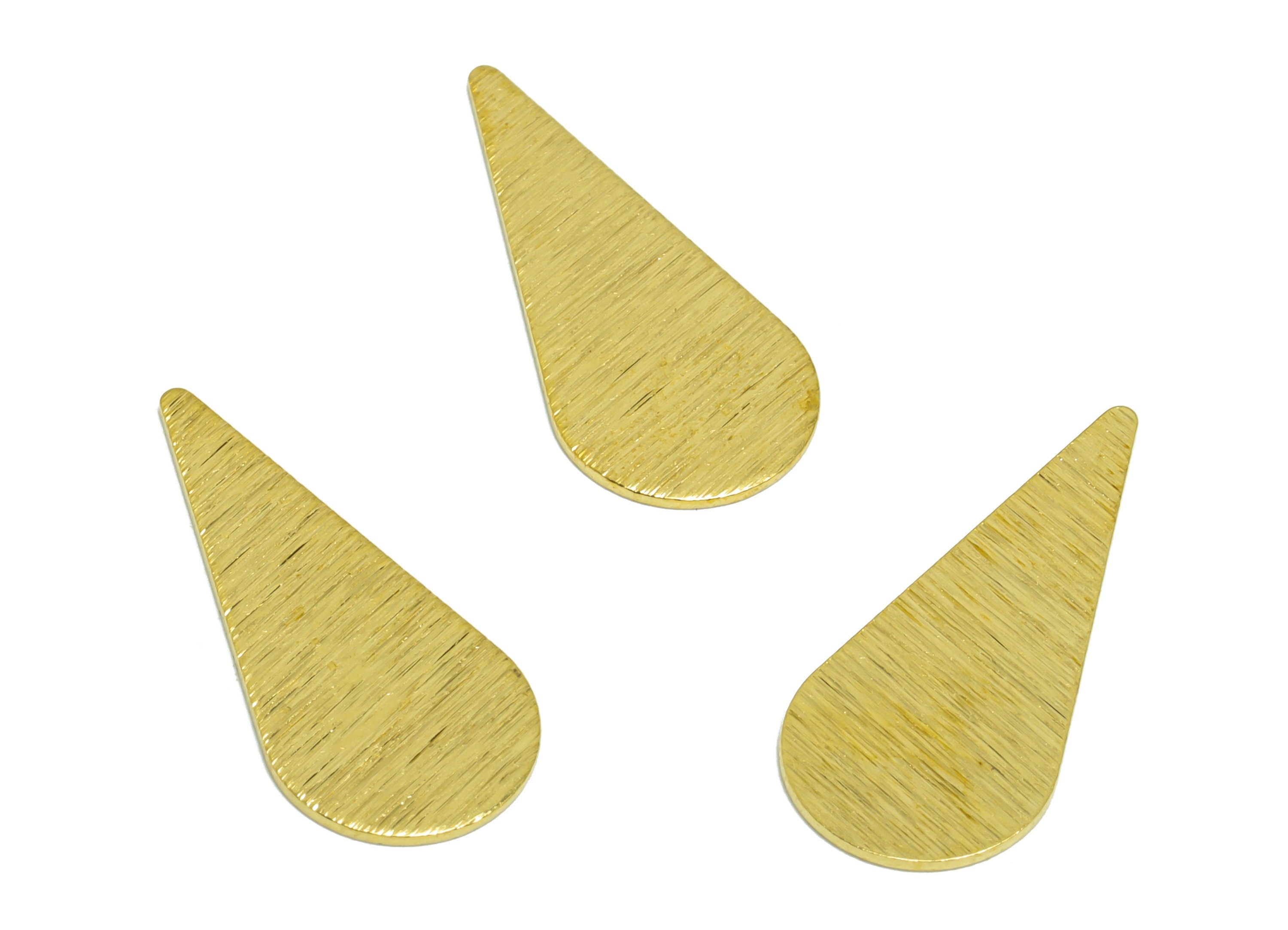 Textured Drop Earring Charm - Raw Brass Drop Earring Charm - Brass Textured Teardrop Charm - Textured Charm - 27x12x0.8mm - PP10324 - DOMEDBAZAAR
