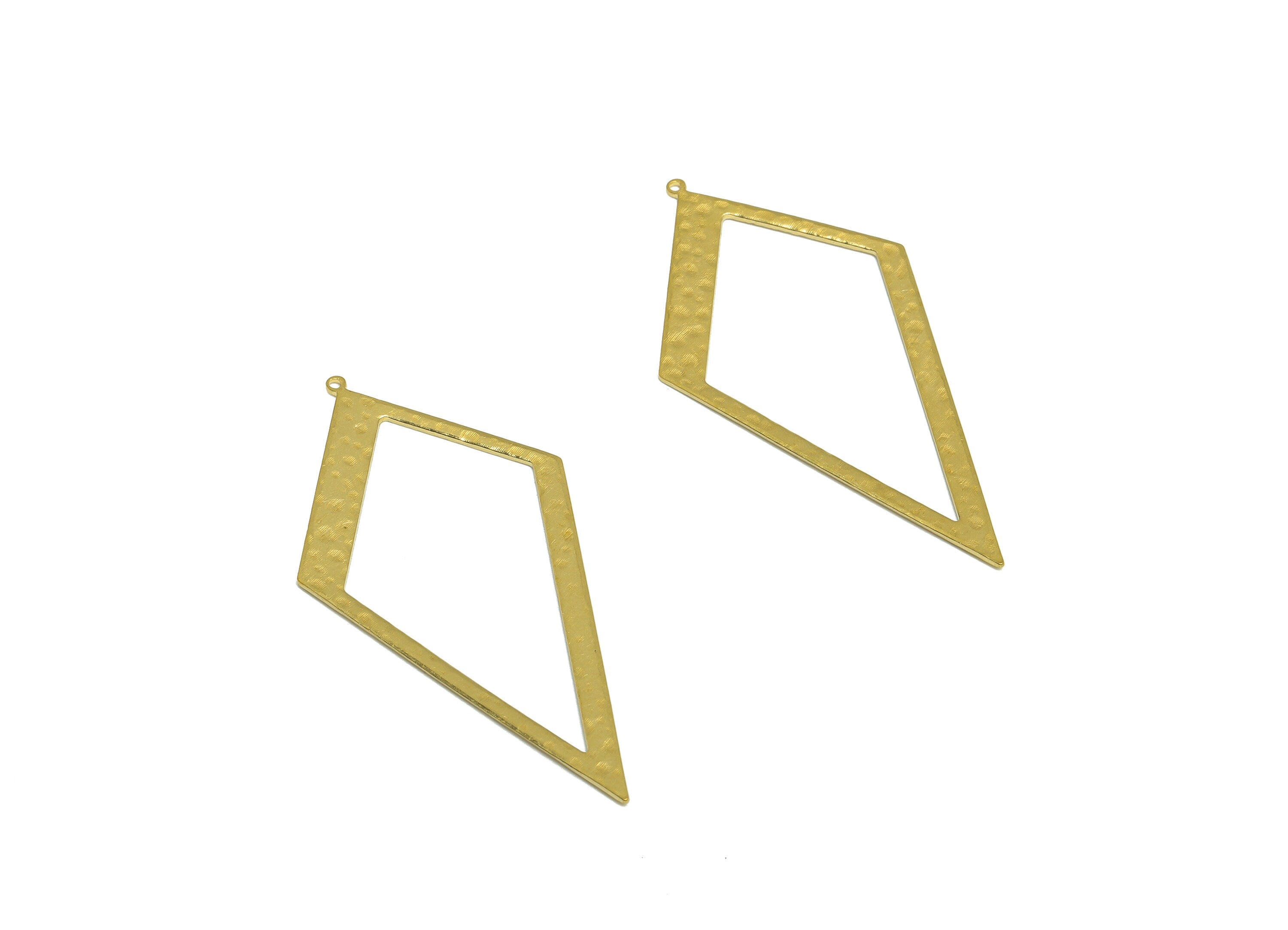 Brass Hammered Diamond Earring Charm - Raw Brass Quadrilateral Earring Charm - Brass Rhombus Earring Charm - 0.9x52x26mm - PP10310 - DOMEDBAZAAR