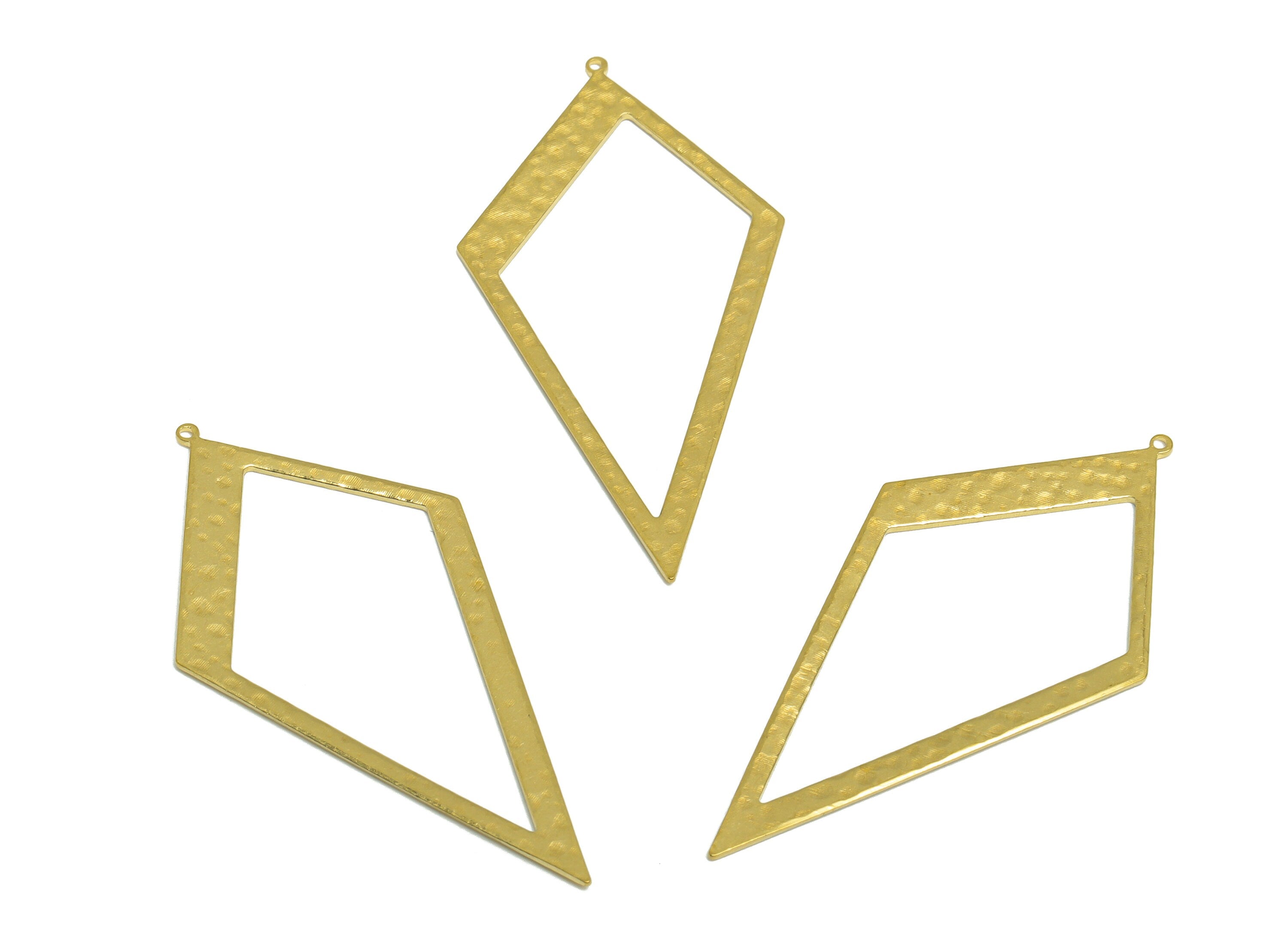 Brass Hammered Diamond Earring Charm - Raw Brass Quadrilateral Earring Charm - Brass Rhombus Earring Charm - 0.9x52x26mm - PP10310 - DOMEDBAZAAR