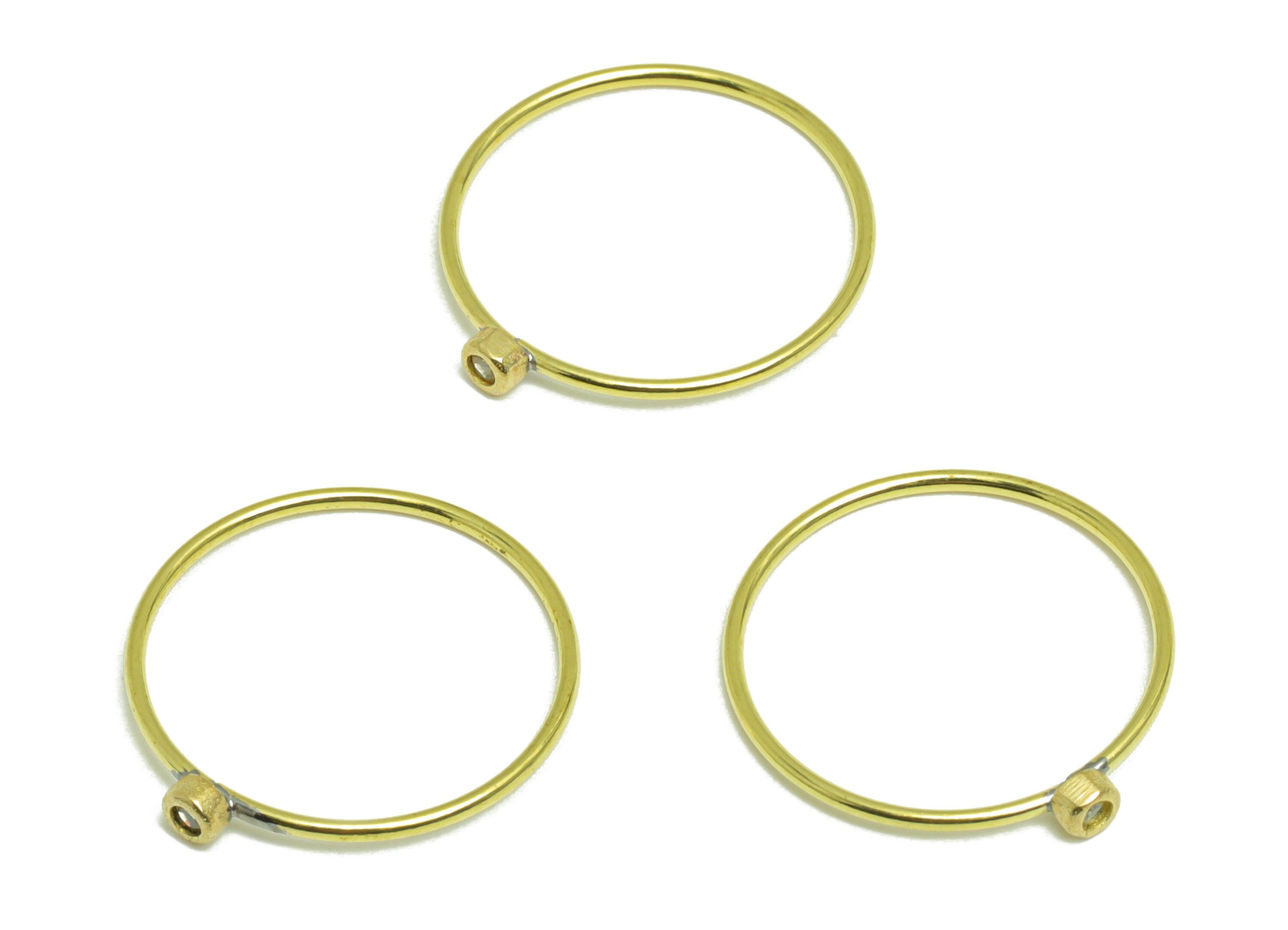 Deep Golden Yellow Brass Zircon Ring - Raw Brass Ring - Brass Chain Rings - Brass Cubic Zircon Rings - 19.2x17.8x2.8mm - PP10337B - DOMEDBAZAAR