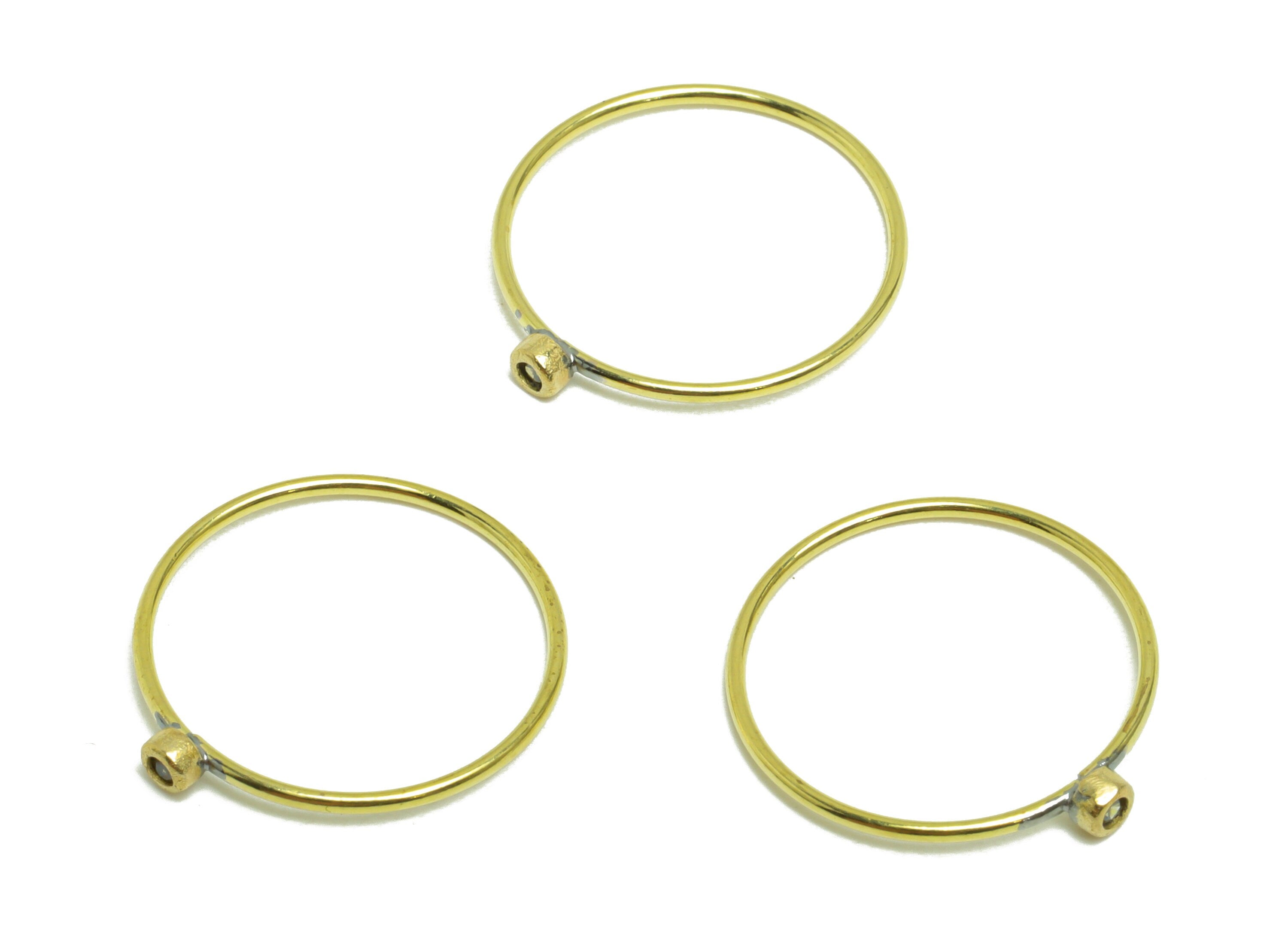Olive Brass Zircon Ring - Raw Brass Ring - Brass Chain Rings - Brass Cubic Zircon Rings - 19.2x17.8x2.8mm - PP10337G - DOMEDBAZAAR
