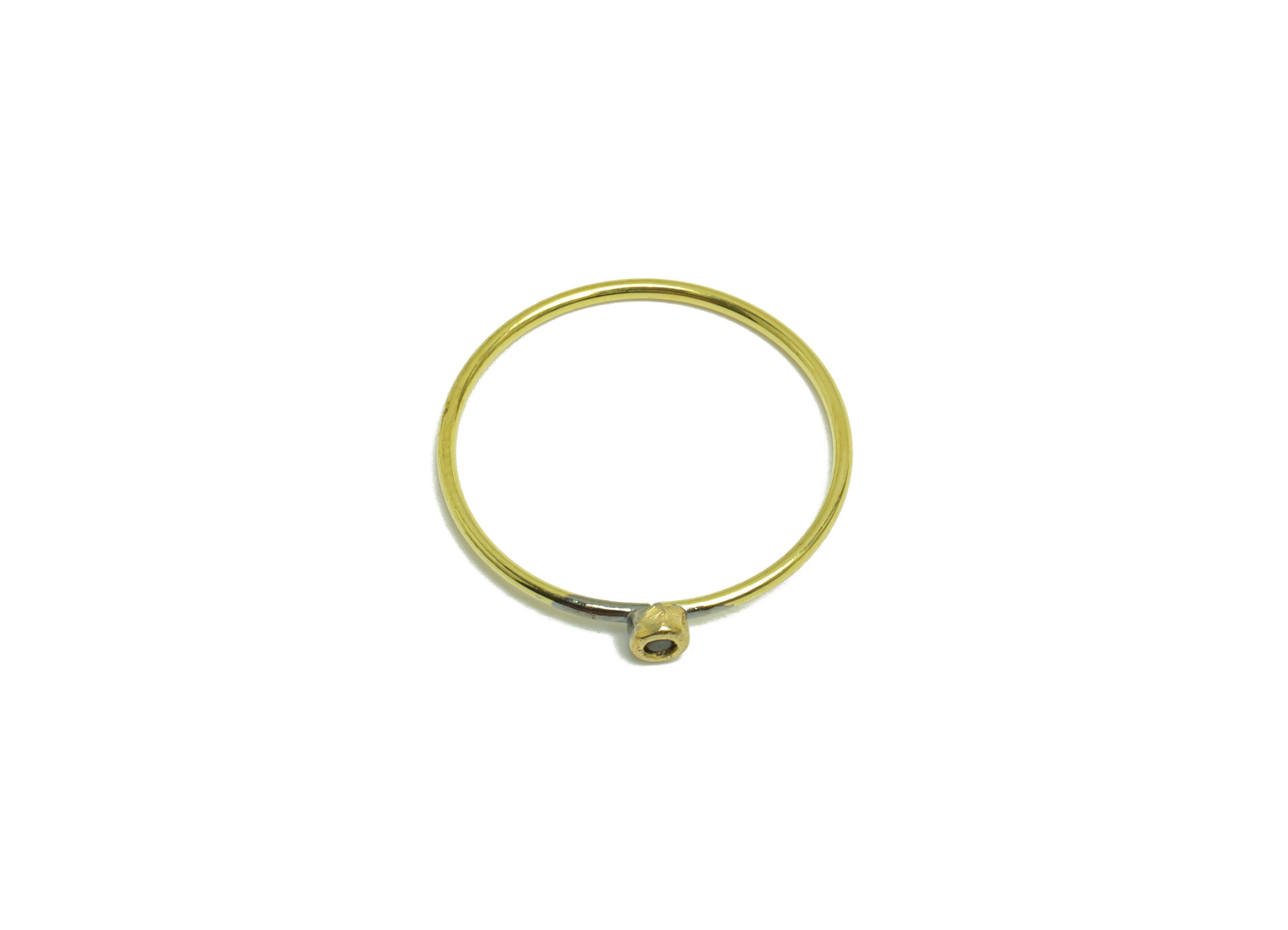 Olive Brass Zircon Ring - Raw Brass Ring - Brass Chain Rings - Brass Cubic Zircon Rings - 19.2x17.8x2.8mm - PP10337G - DOMEDBAZAAR