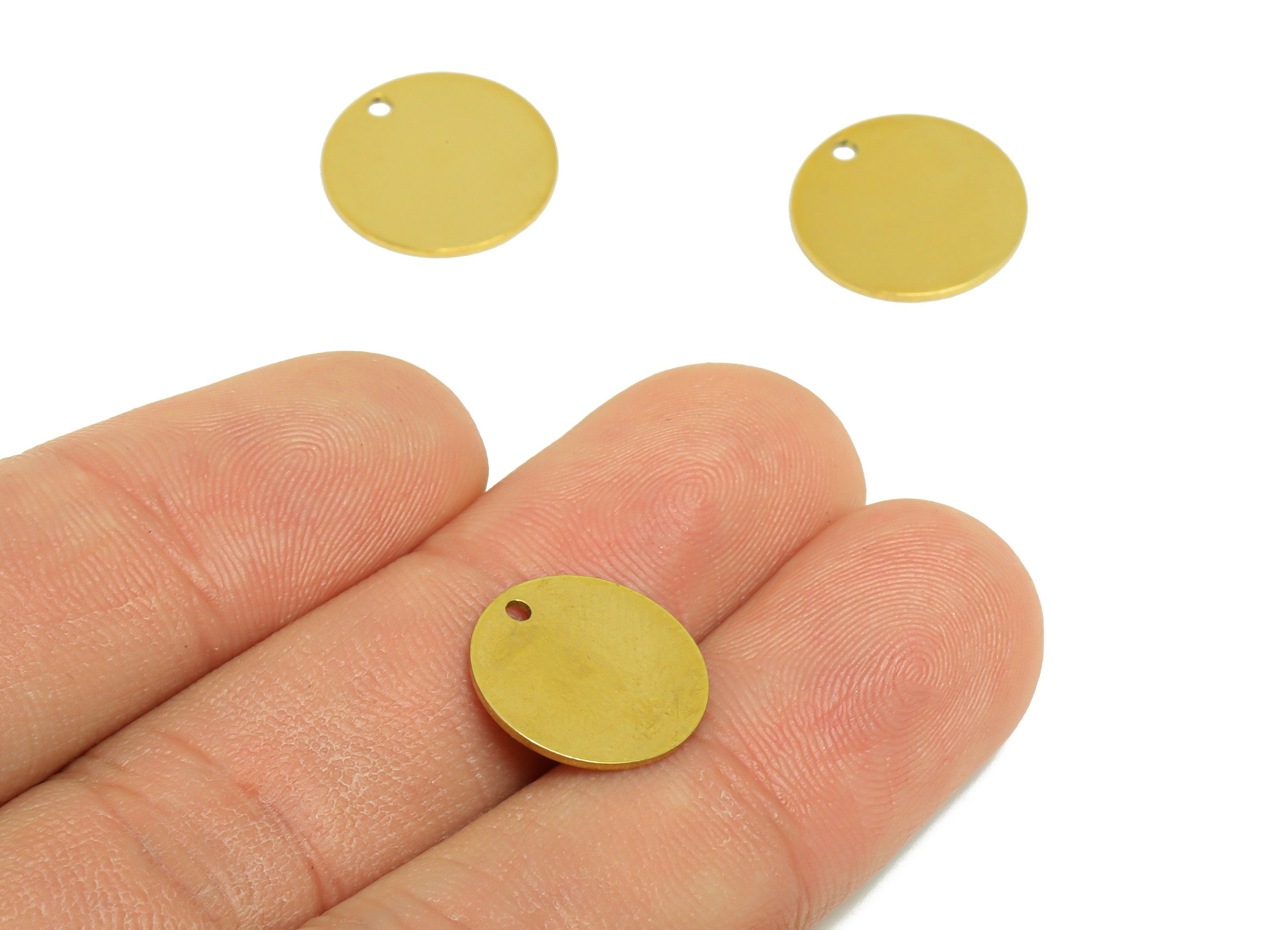 15mm Brass Round Earring Charm - Raw Brass Circle Pendant - Brass Geometry Charm - Stamping Blank Charm - 15x15x0.7mm - PP10319 - DOMEDBAZAAR