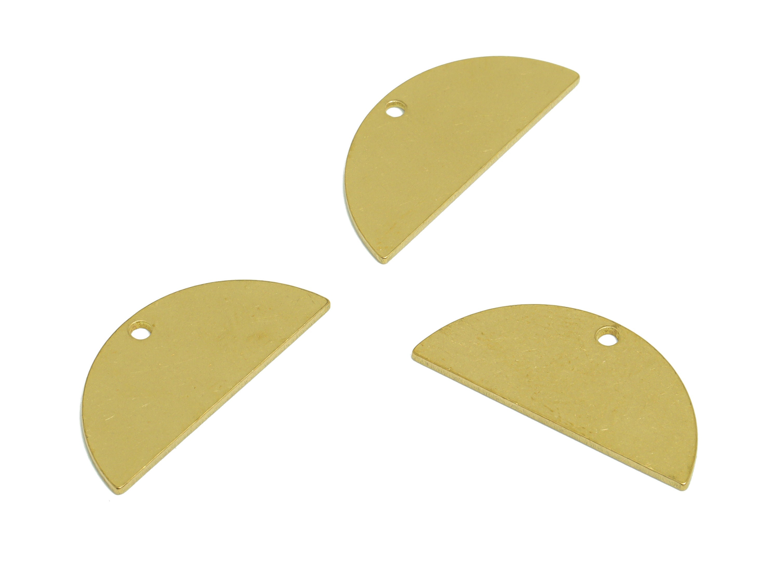 Brass Half Moon Earring Charms - Raw Brass Semi Circle Pendant - Earring Findings  - Jewelry Making - 15x24x1mm - PP10311 - DOMEDBAZAAR