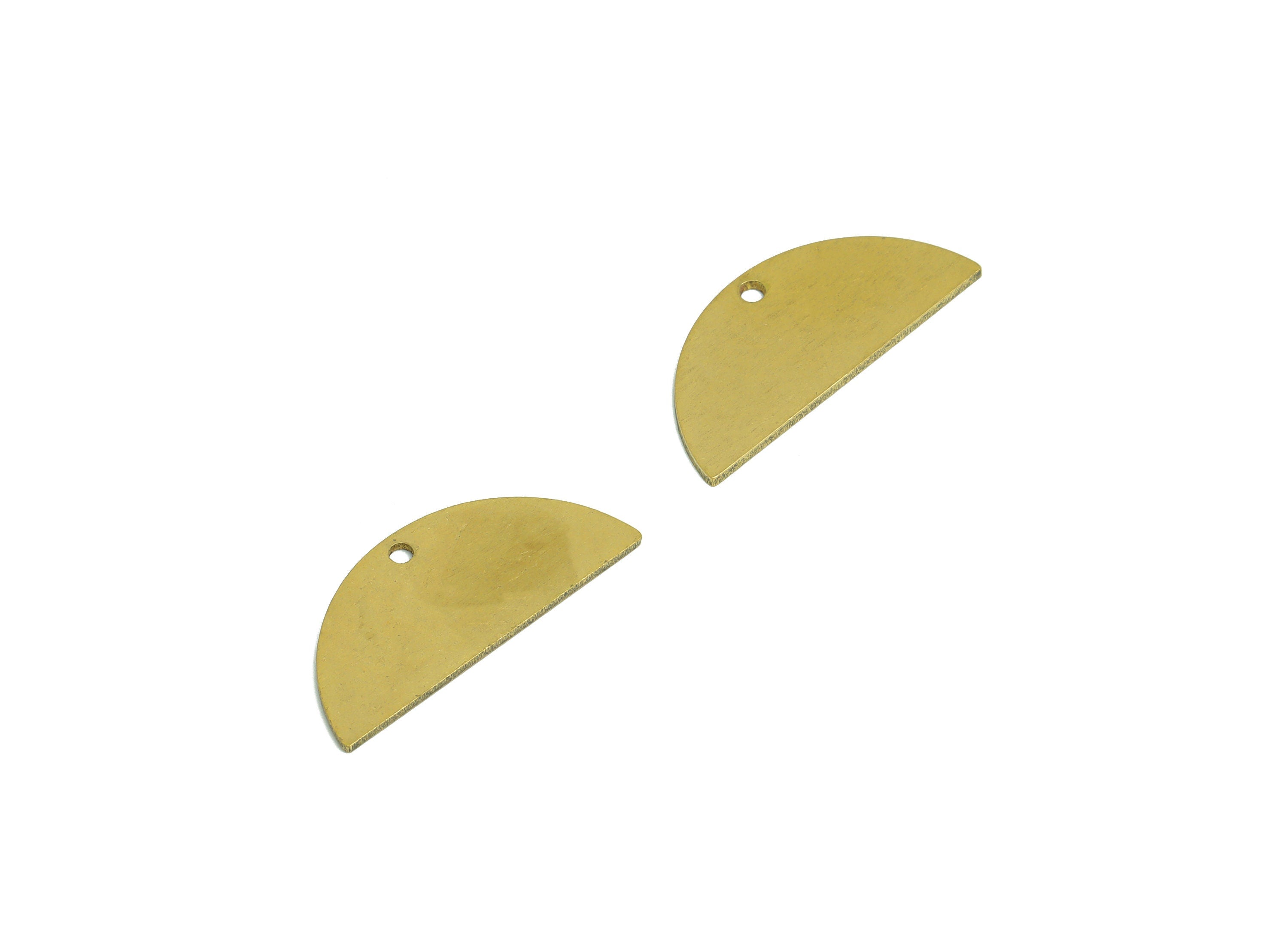 Brass Half Moon Earring Charms - Raw Brass Semi Circle Pendant - Earring Findings  - Jewelry Making - 24x10.5x0.8mm - PP10331 - DOMEDBAZAAR