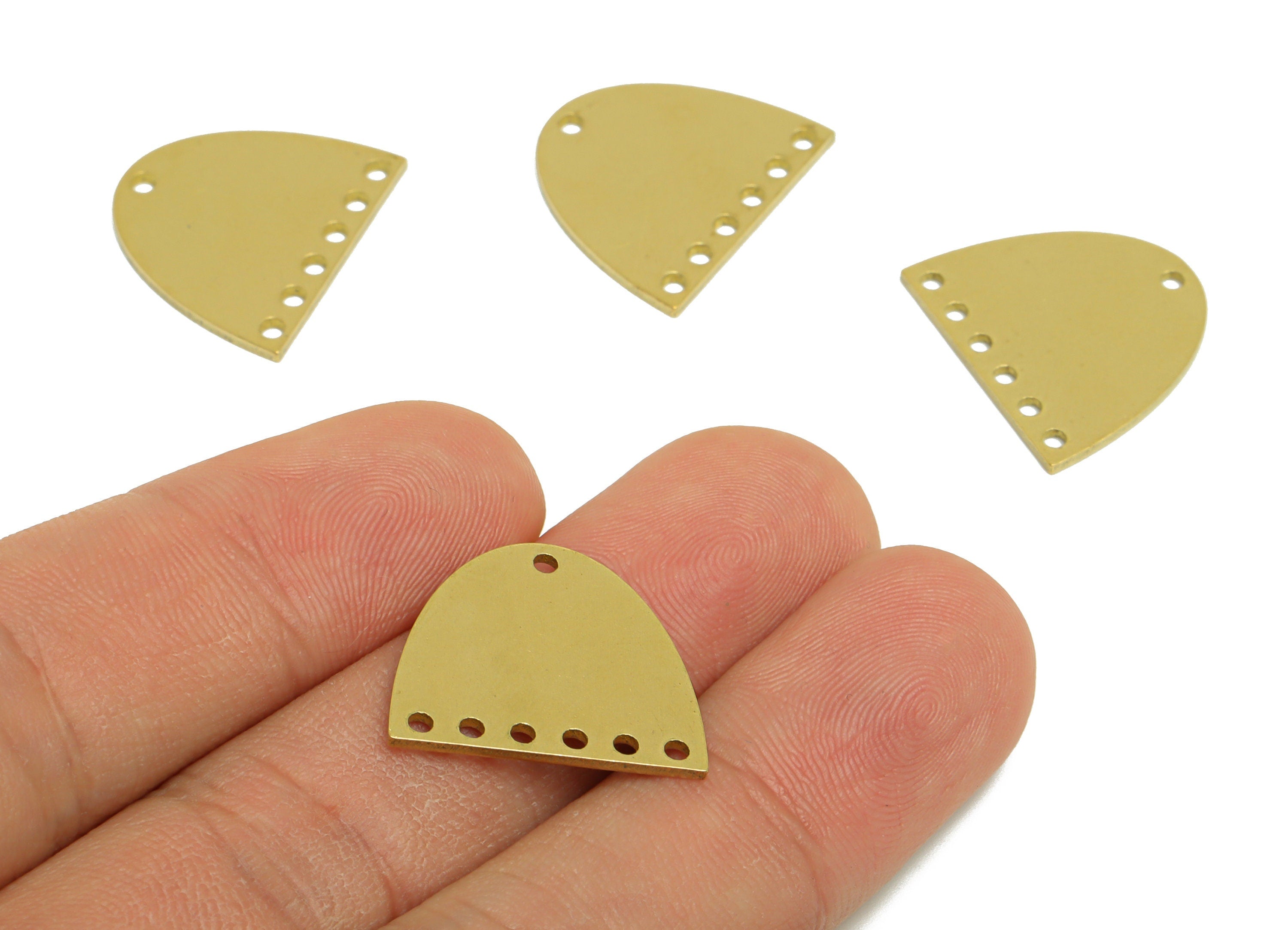 Brass Domed Connector - Raw Brass Semicircle Earring Connectors - Brass Domed With 10 Hole - Jewelry Supplies - 20x17.5x1mm - PP10327 - DOMEDBAZAAR