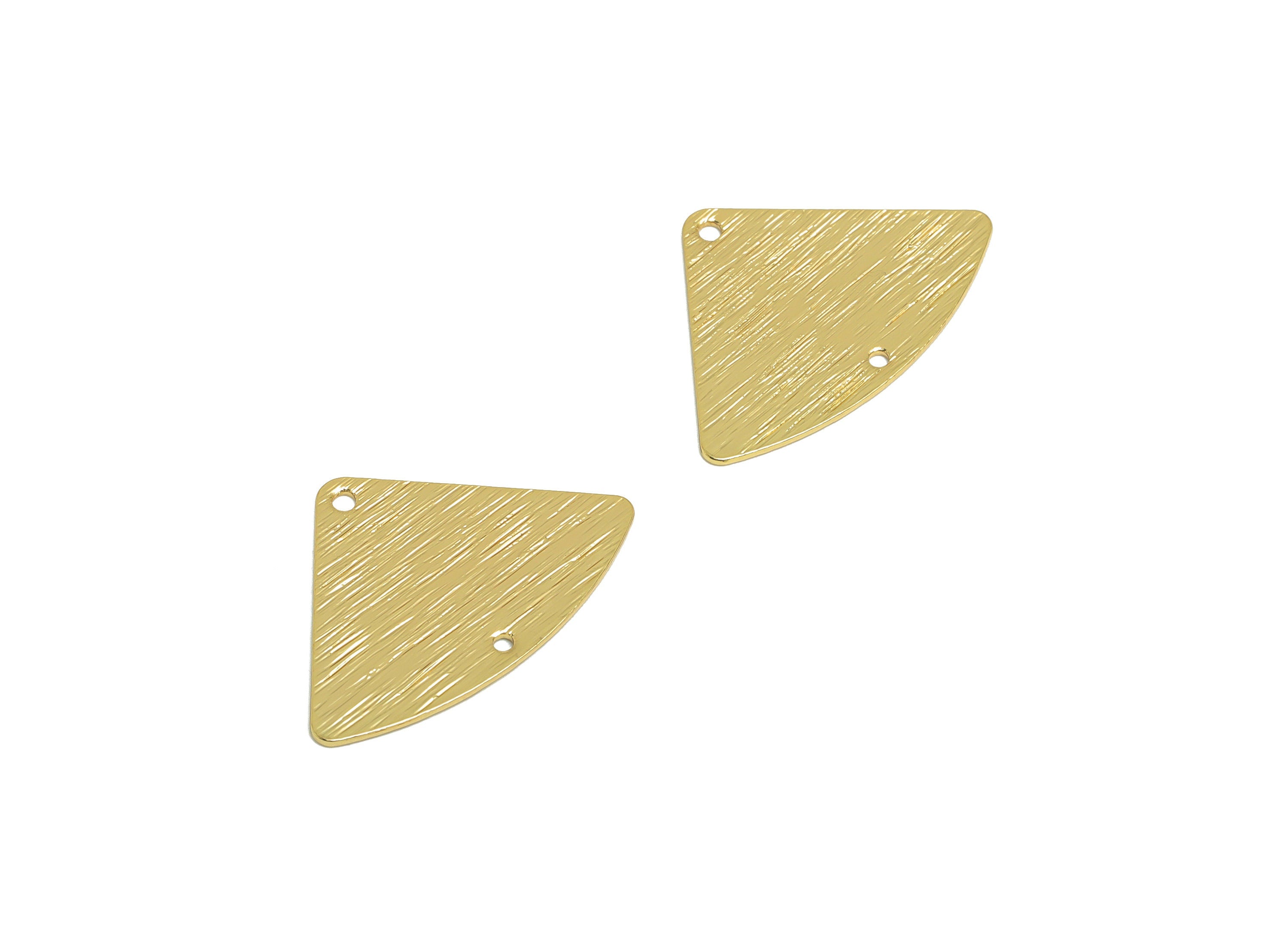 Brass Triangle Connector - Raw Brass Triangle Earring Connectors - Textured Quad Earring Charm - Quarter Round Charm - 26x18x1mm - PP10314 - DOMEDBAZAAR