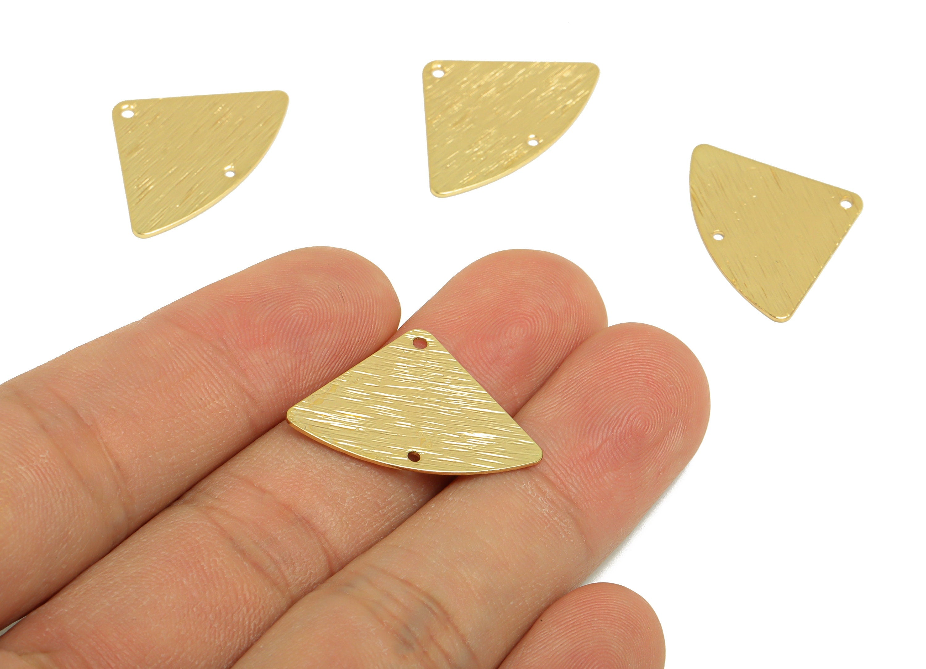 Brass Triangle Connector - Raw Brass Triangle Earring Connectors - Textured Quad Earring Charm - Quarter Round Charm - 26x18x1mm - PP10314 - DOMEDBAZAAR