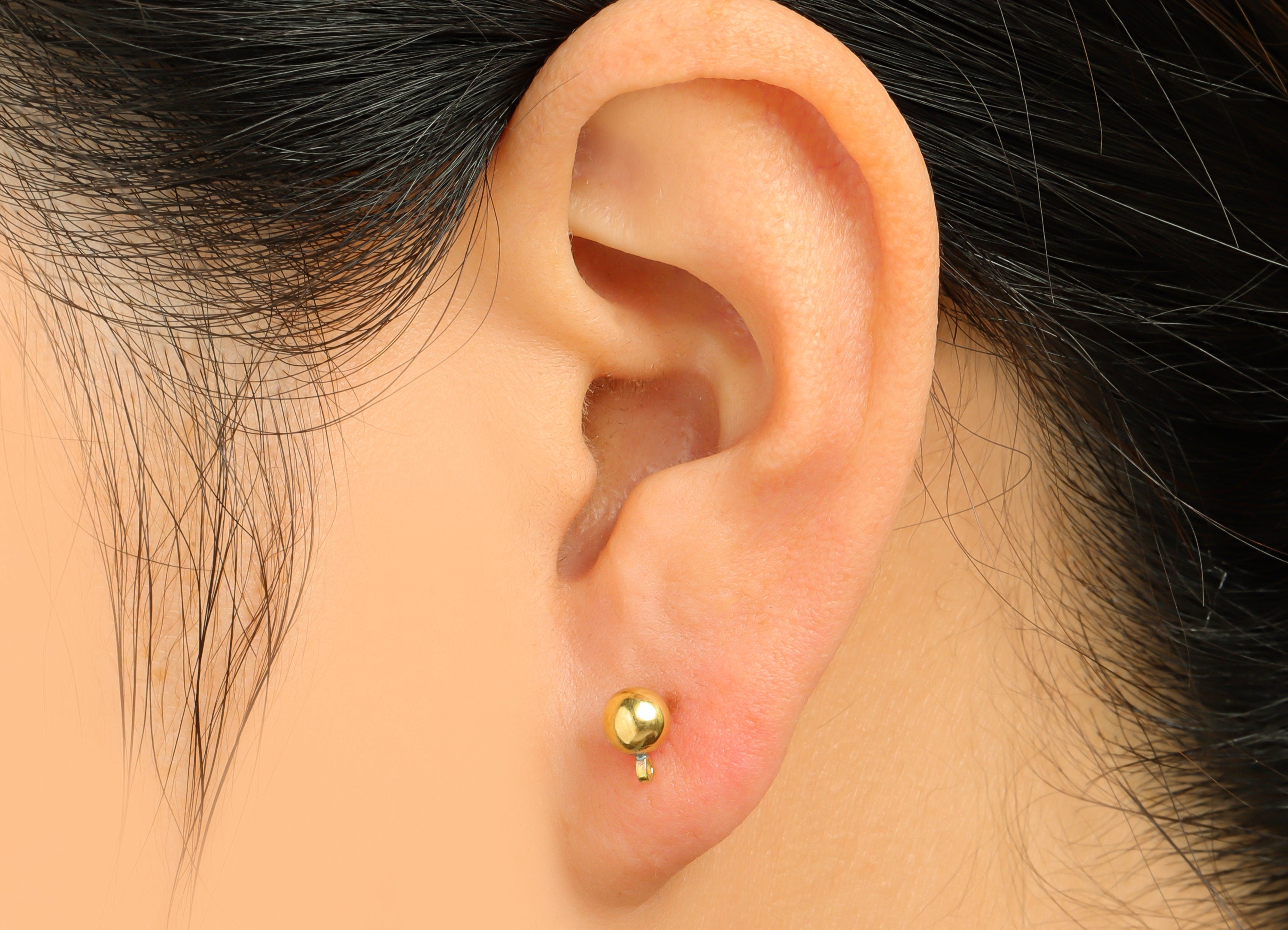 5mm Ball Stud Earrings With Loop - Brass Ball Pad Stud - Brass Bead Earring Post- Earring Charms - Jewelry Supplies - 17.8x7x5mm - PP9977-5 - DOMEDBAZAAR