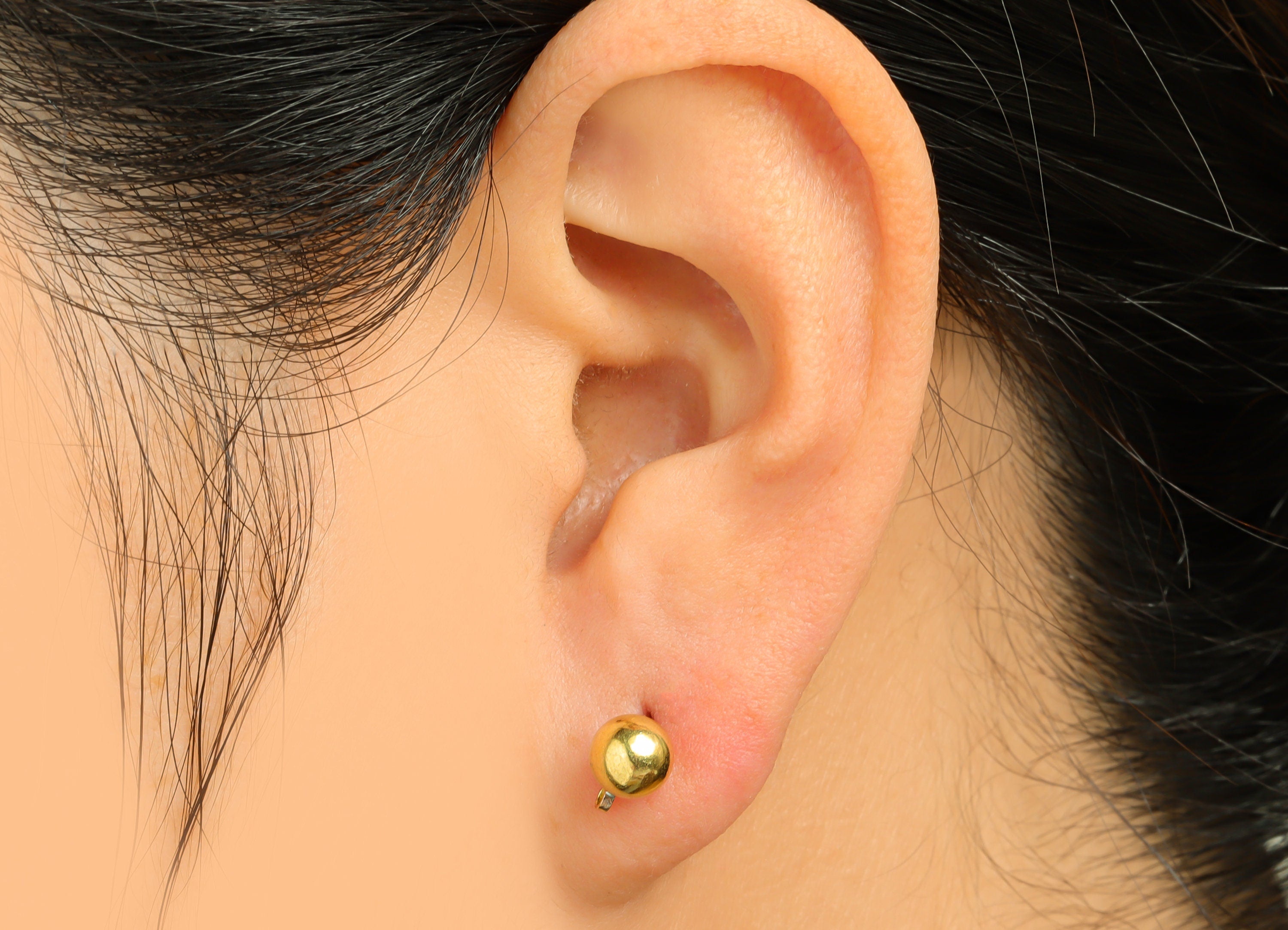 6mm Ball Stud Earrings With Loop - Brass Ball Pad Stud - Brass Bead Earring Post- Earring Charms - Jewelry Supplies - 18.8x7x6mm - PP9977-6 - DOMEDBAZAAR