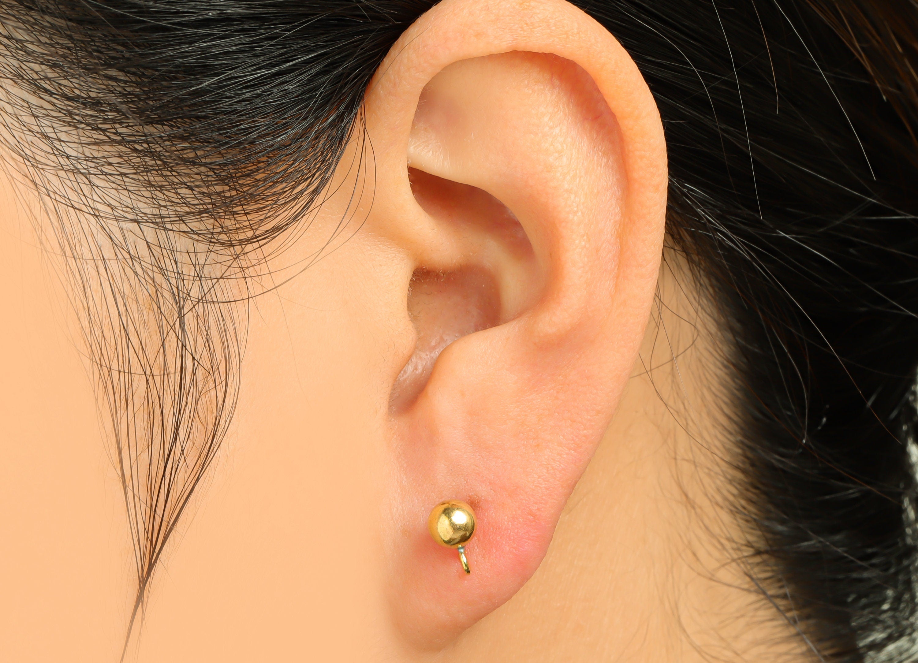 5mm Ball Stud Earrings With Loop - Brass Ball Pad Stud - Brass Bead Earring Post- Earring Open Loop - Jewelry Supplies - 17x8x5mm -PP9899-5 - DOMEDBAZAAR