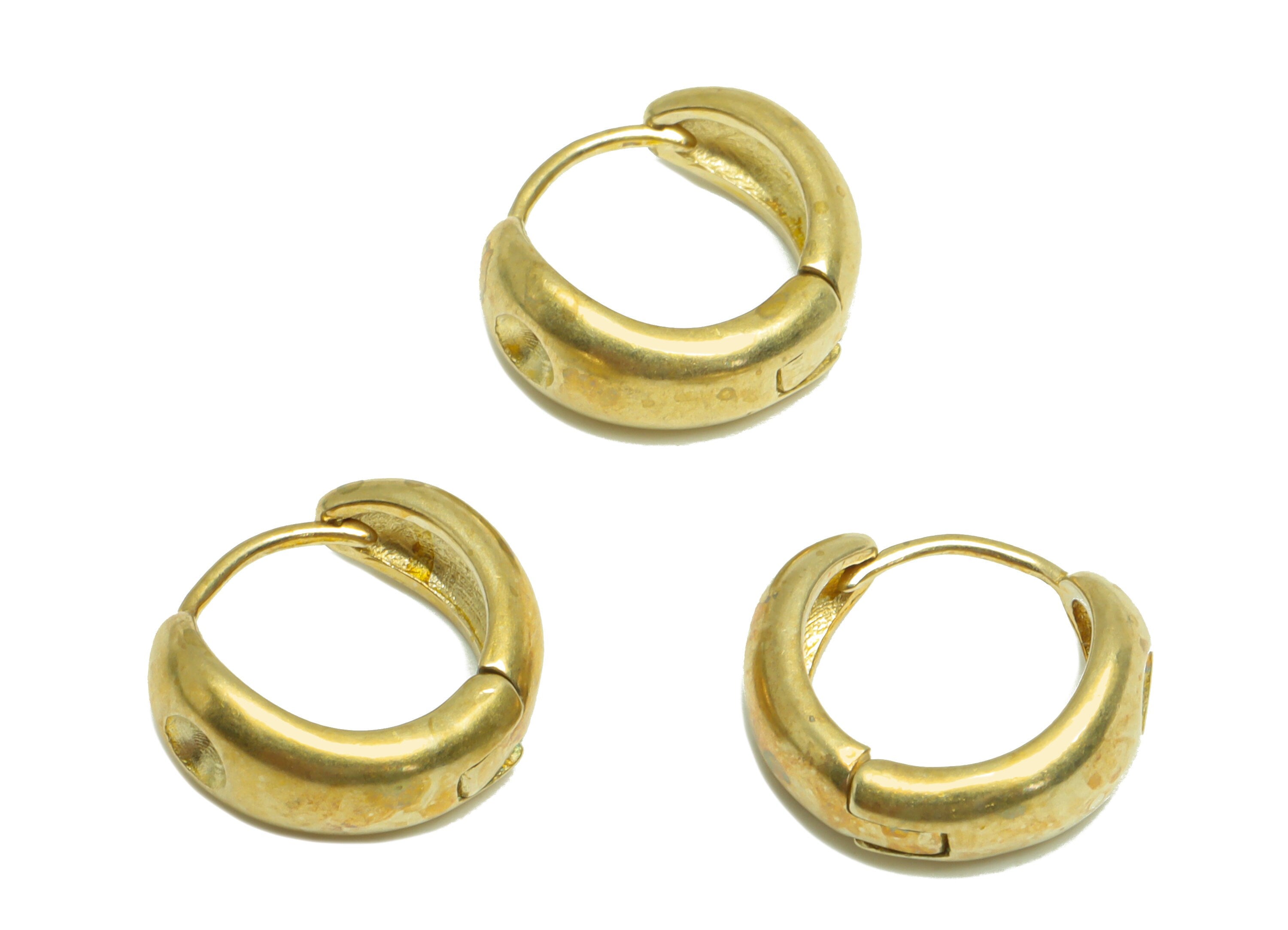Brass Thick Huggie Hoop Earring - Raw Brass Hoop Earring For Diamond - Brass Huggie Earring With Hole - 13.1x11.7x4.8mm - PP9982 - DOMEDBAZAAR