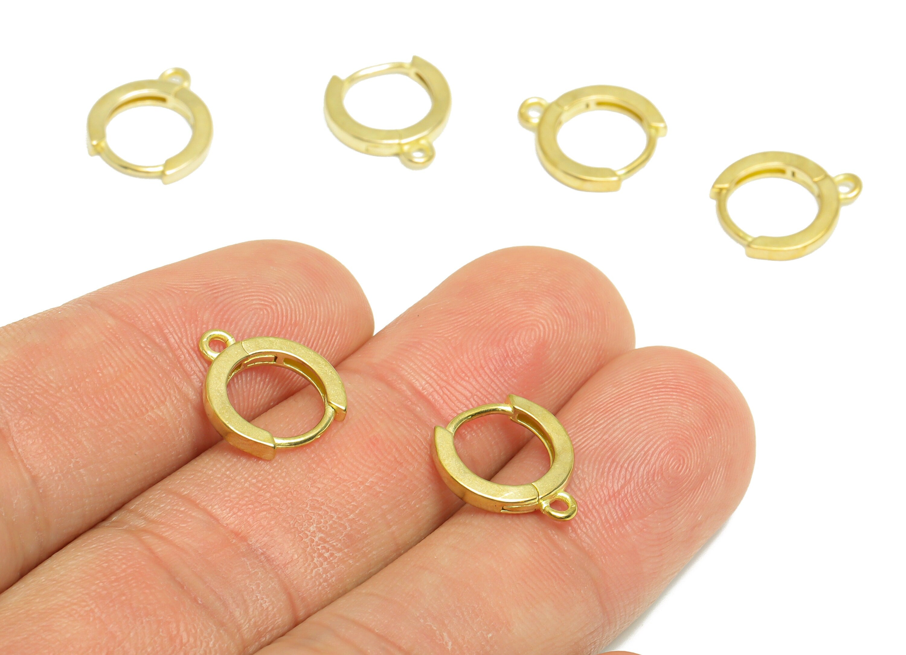 Brass Huggie Hoop Earring - Brass Hoop Round Earring - Brass Huggie Earring - Huggie Earring Hoop With Loop - 13x12x1.94mm - PP9902 - DOMEDBAZAAR