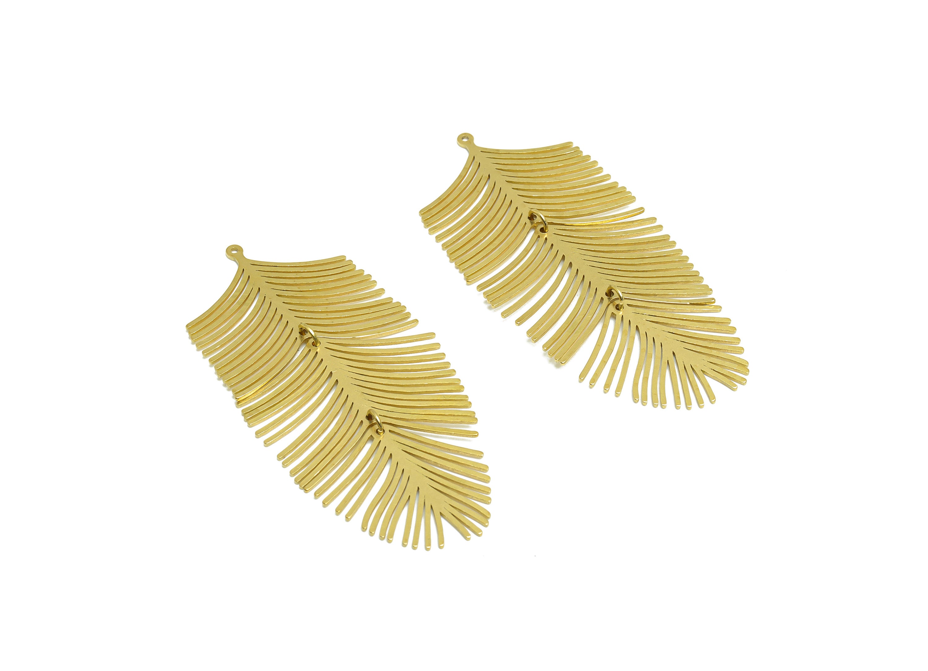 Brass Leaf Earring Charms - Raw Brass Hang Leaf Dangle Earring Charm - Brass Handmade Earring Charm - Jewelry Making - 63x29.8x1mm - PP9910 - DOMEDBAZAAR