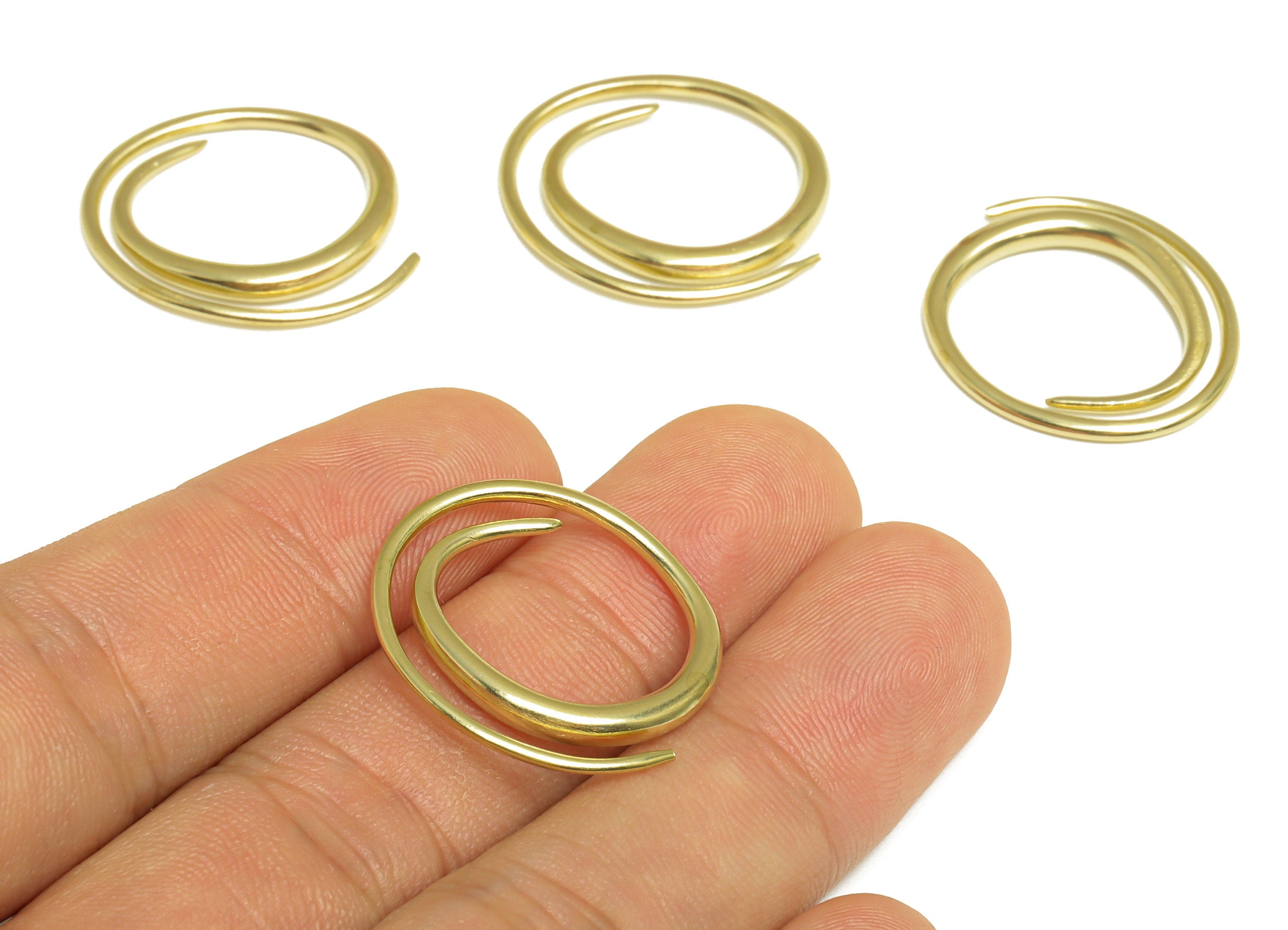 Brass Wire Earring Charm - Raw Brass Snail Earring Charm - Brass Snail Wire Earring Charm - Earring Finding - 25.4x23x2.74mm - PP10096 - DOMEDBAZAAR