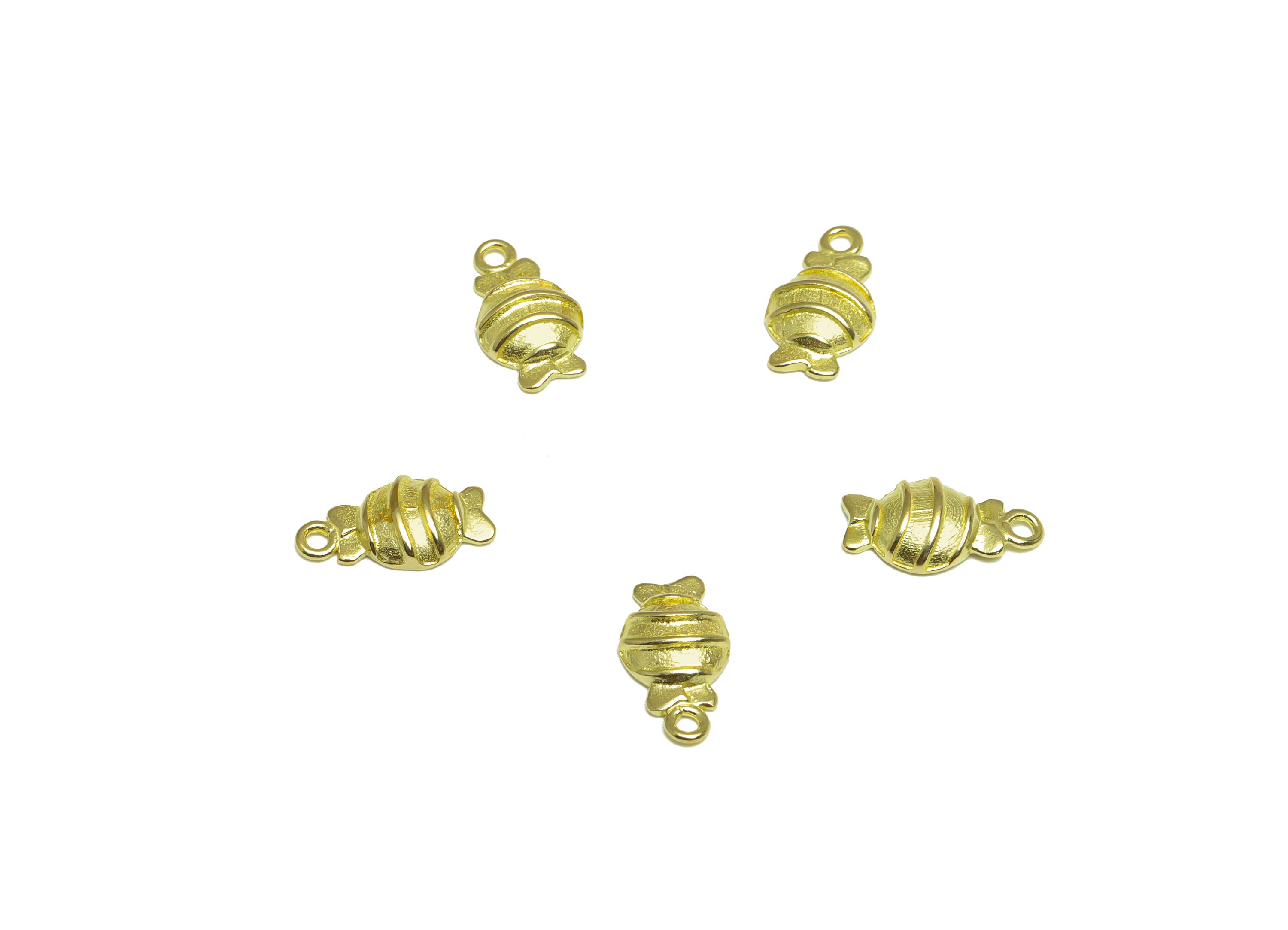 Brass Candy Earring Charm - Raw Brass Mini Candy Earring Charm - Brass Textured Candy Earring Charm - Bracelet Charm - 10.8x5x2mm - PP10087 - DOMEDBAZAAR